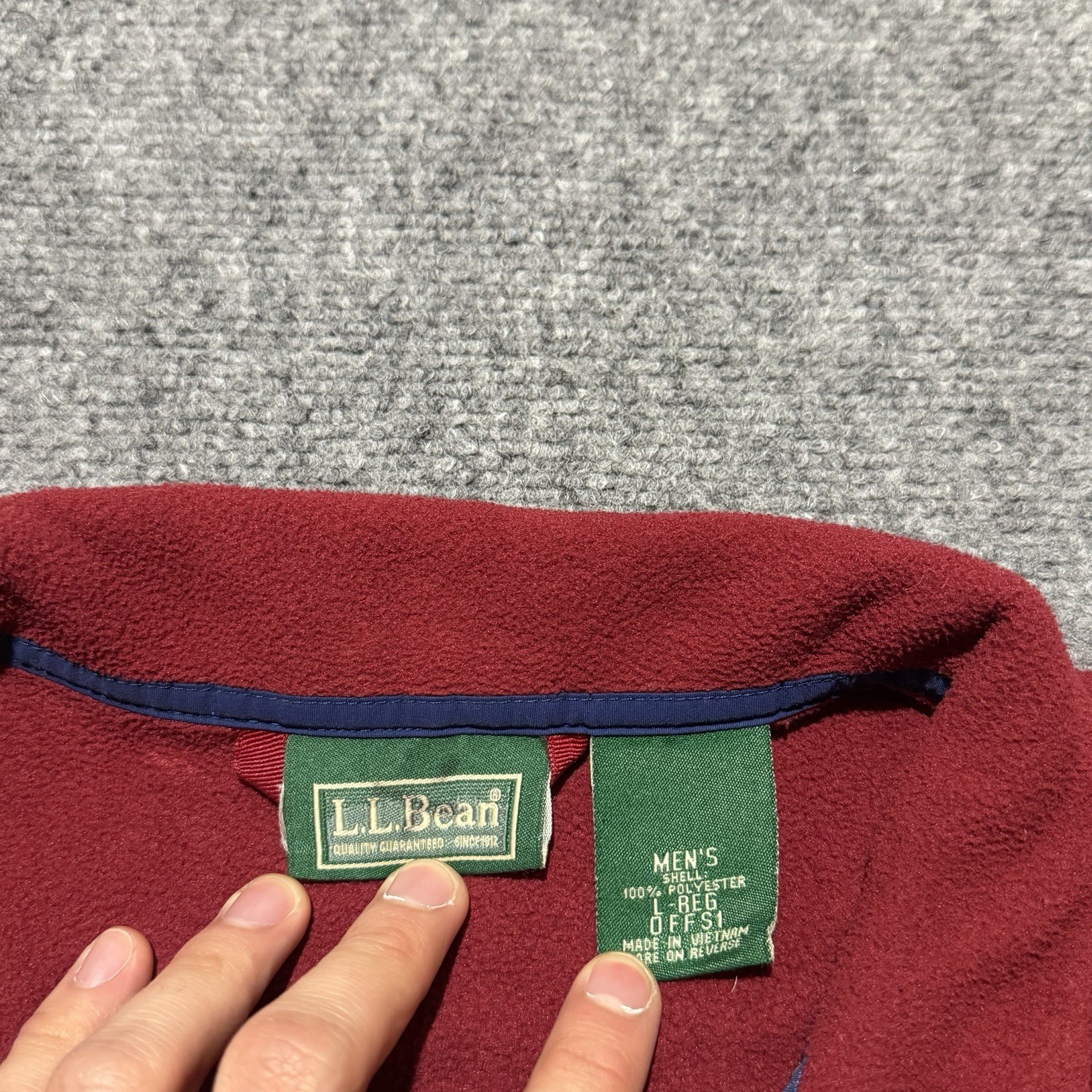 LL Bean Fleece Full Zip Jacket Mens L Regular Red Outdoor Casual Winter Sweater