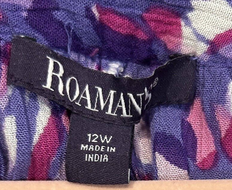 Roamans Button Front Short Sleeve Top Womens 12W Cottage Core Cowgirl Prairie