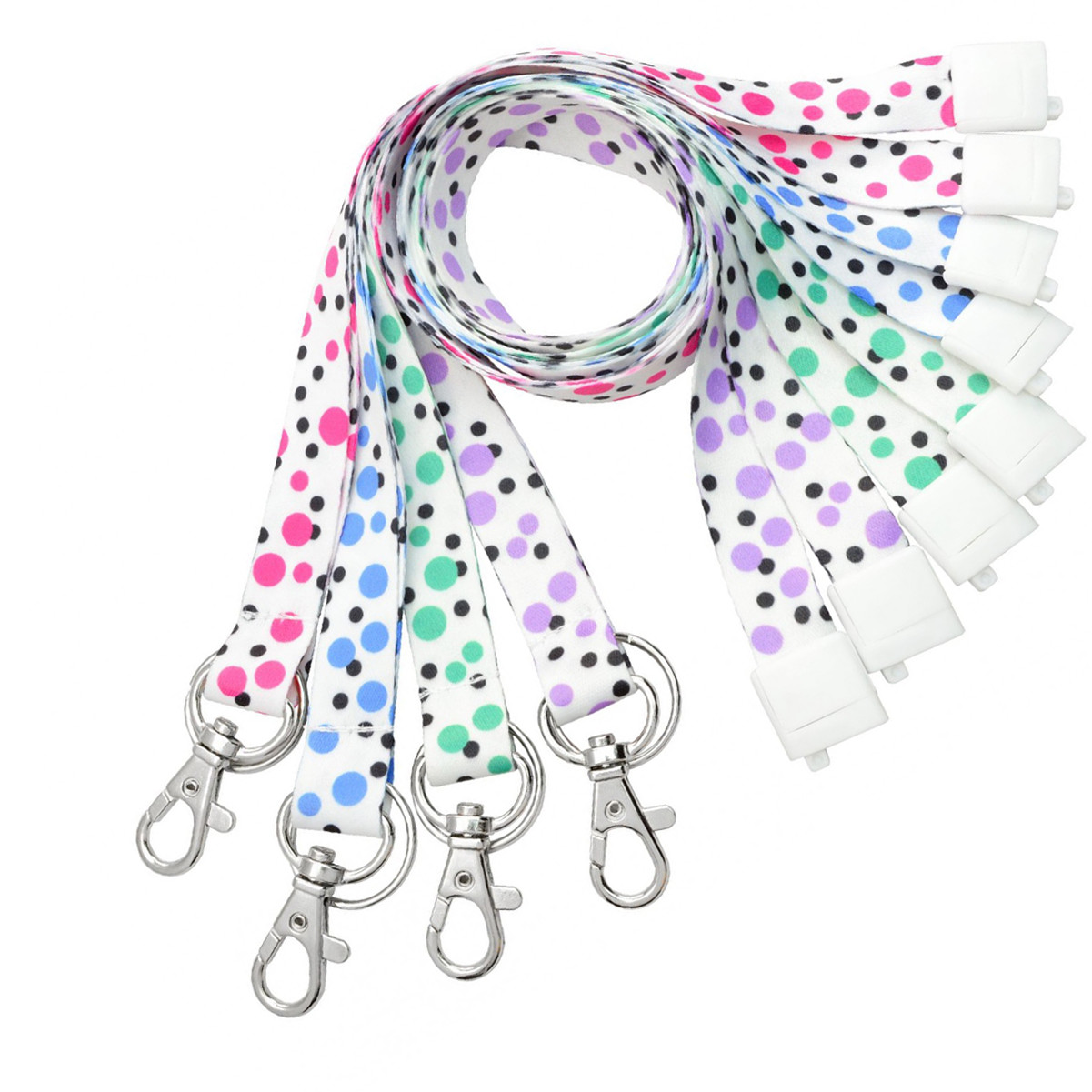 4 pc Cute Polka Dot Fashion Lanyards for ID Badges & Keys – Soft with Breakaway