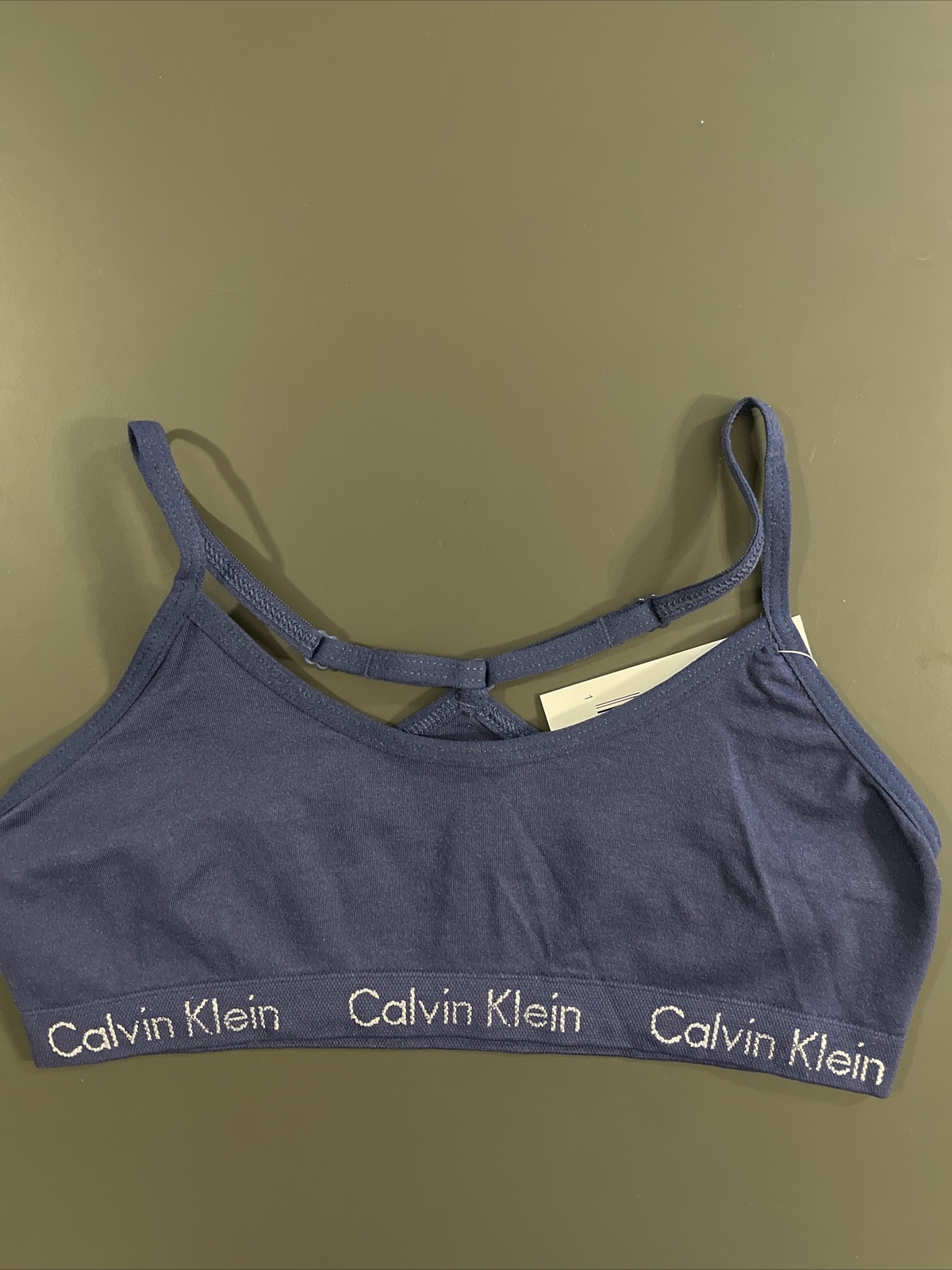 CALVIN KLEIN Navy Racerback Bra Girls S (6/6X) NEW W/ TAGS. Free Shipping!