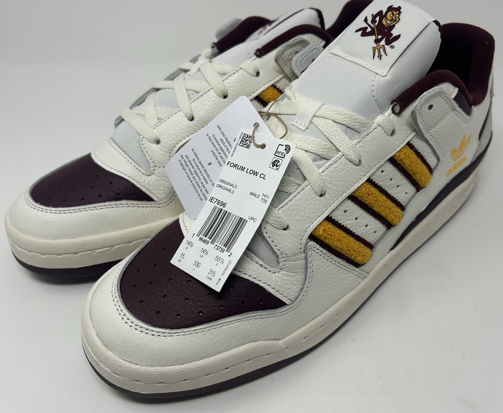 Adidas Forum Low CL Arizona State Sun Devils White Maroon Shoes Men 15 F3