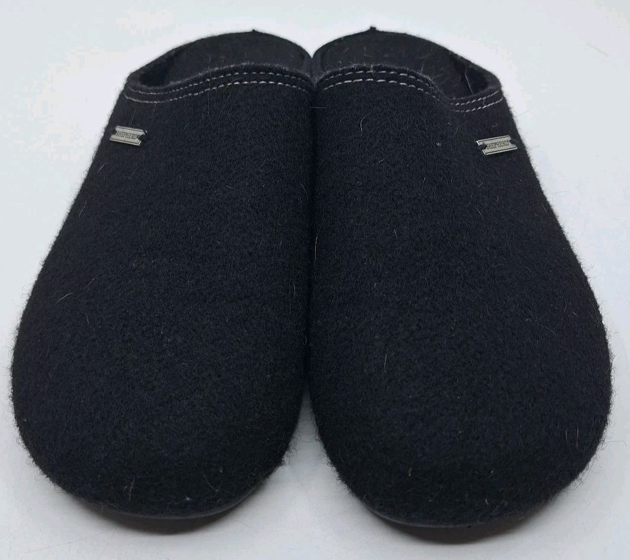 Shepherd Rubber Sole Wool House Shoes Slippers Black Size 43 Made In Spain