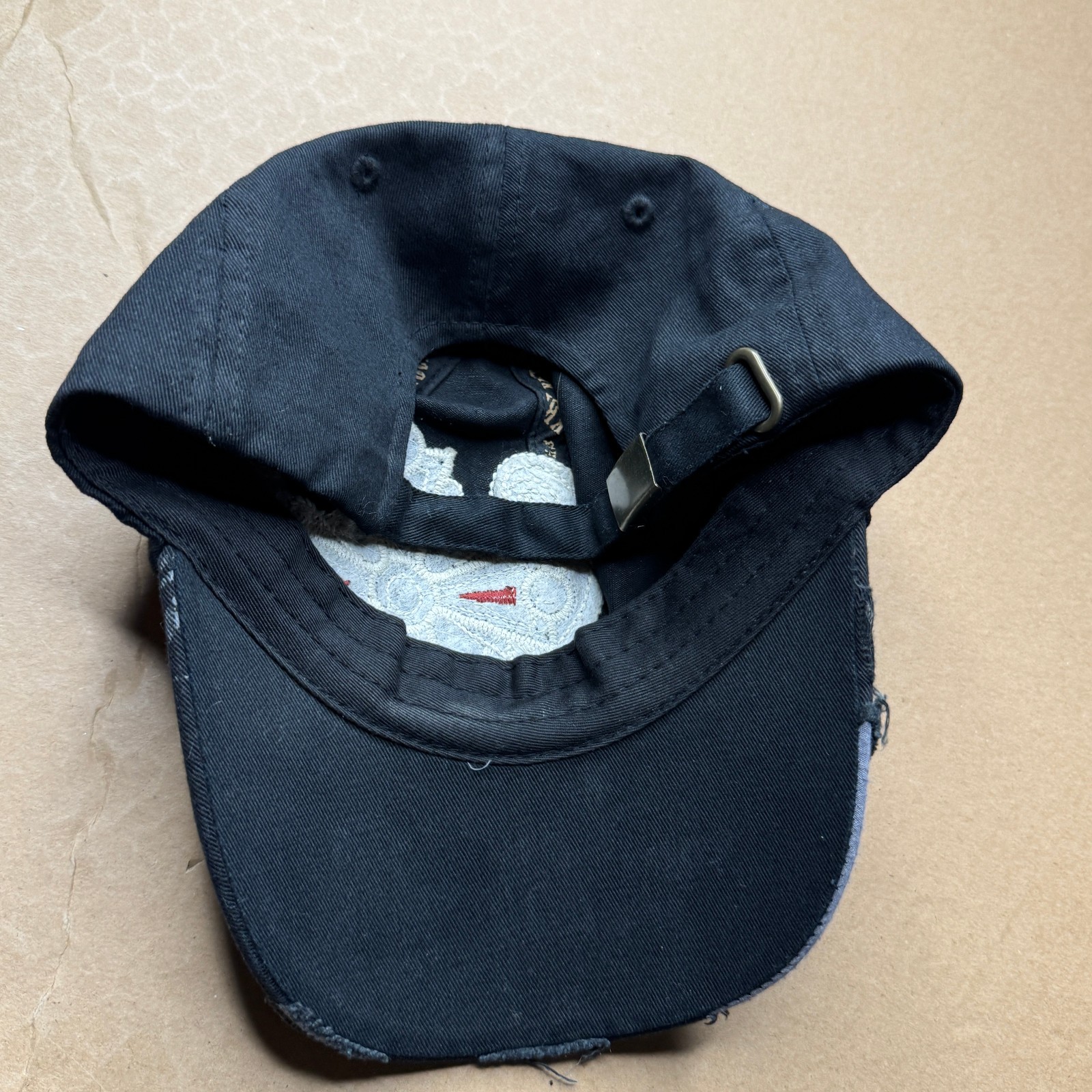 KBETHOS Black Army Cap Adjustable Bead Cross Floral Cotton Cadet Hat Y2K