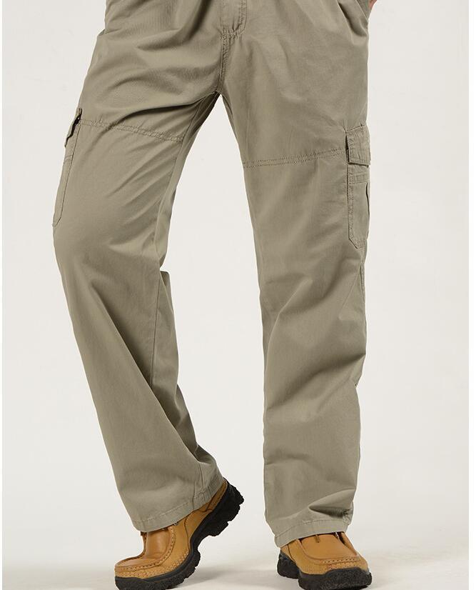 New Men Straight cargo pants middle aged Dad Loose Casual elastic Trousers Long