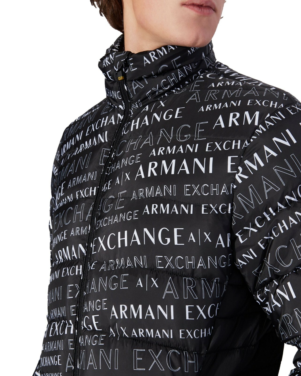 NWT : A|X ARMANI EXCHANGE Mens Logo Print Quilted Puffer Jacket : Black: S – XXL