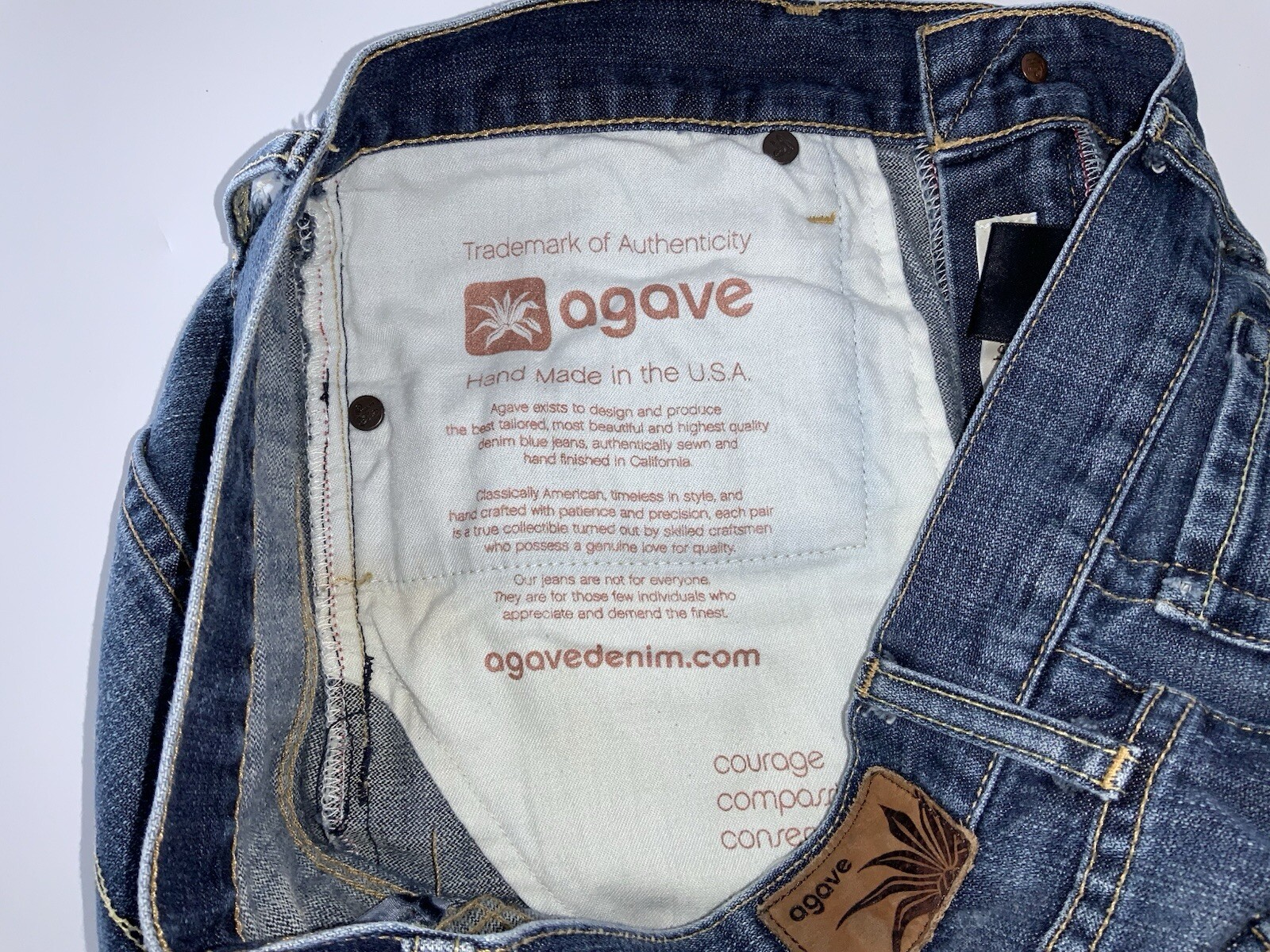 Agave Copper Waterman Jeans Men 32×28 Blue Dark Relaxed Straight USA YGI N5-57