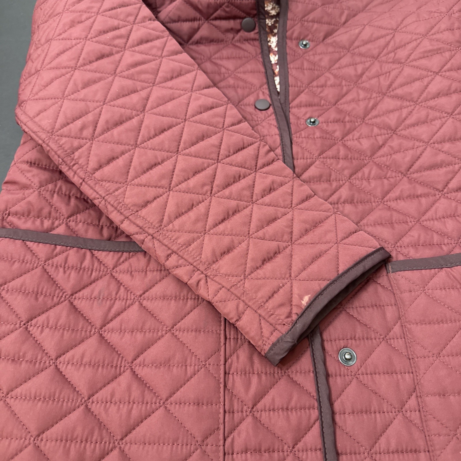 Lands’ End Reversible Quilted Barn Jacket Women’s X-Small 2-4 Burgundy Floral