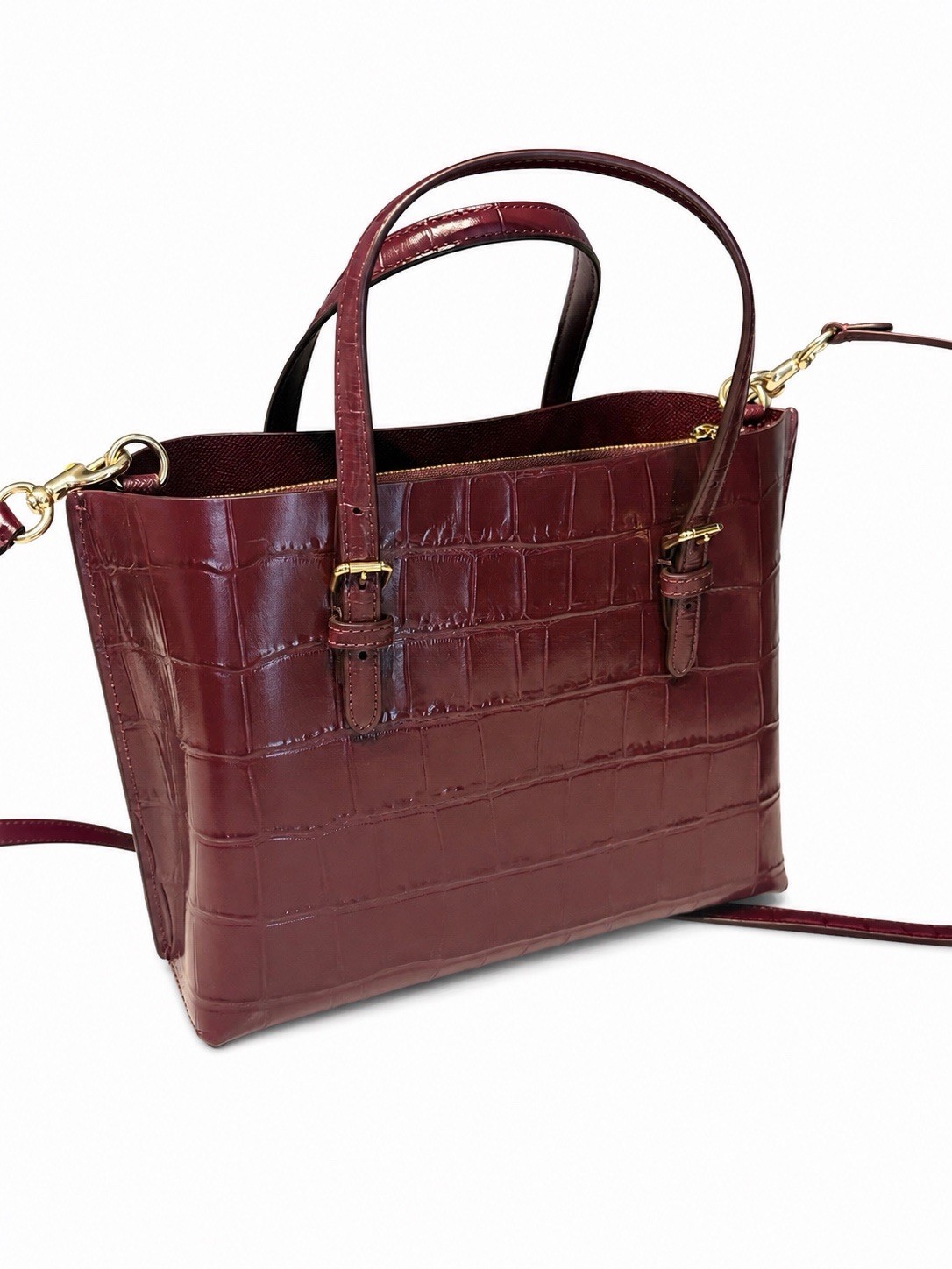 NWT Coach Mollie 25 Croc-Embossed Leather Tote Bag
