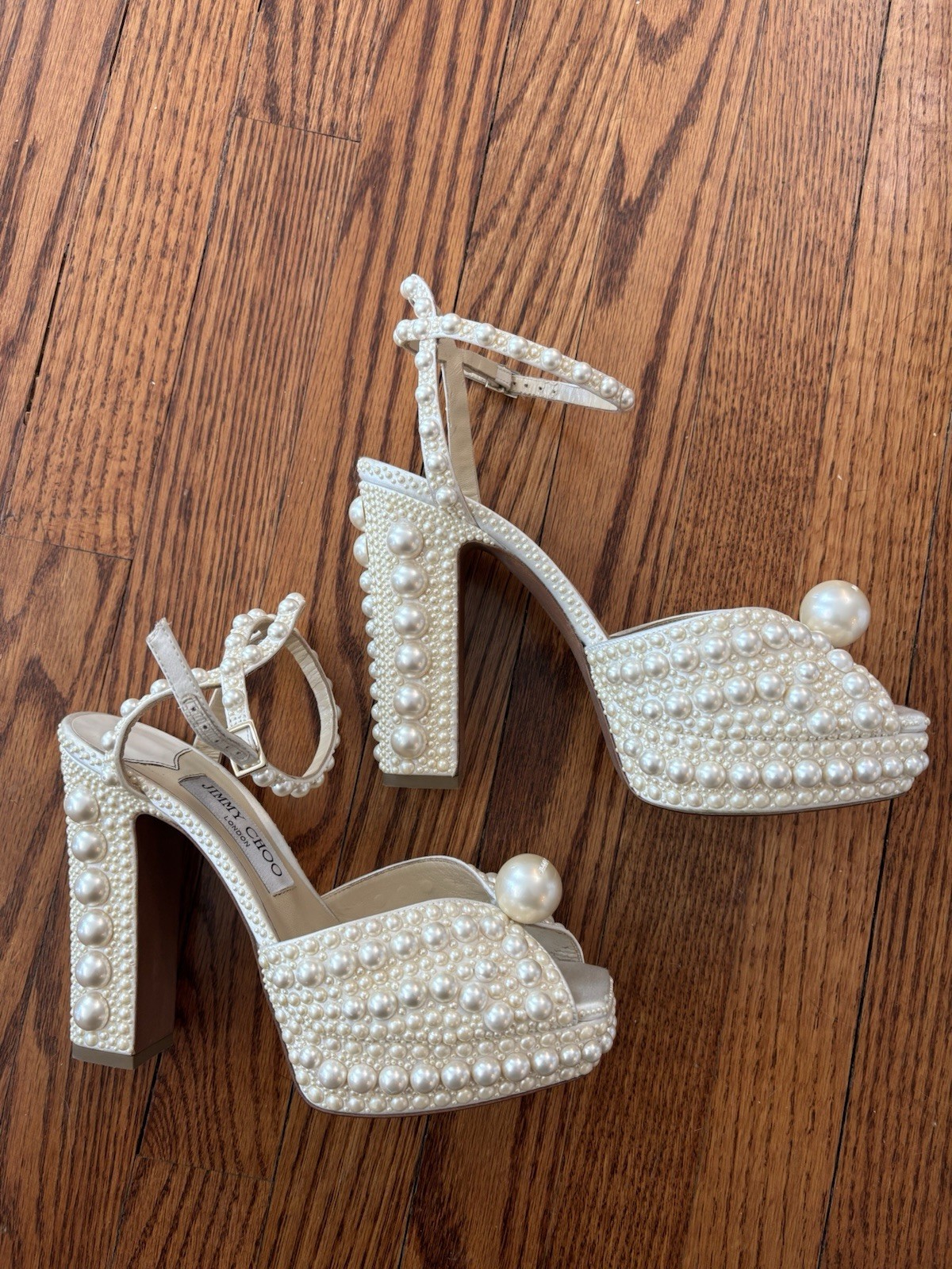 Jimmy Choo Sacaria 120mm Pearl Stud Heels – Size 38