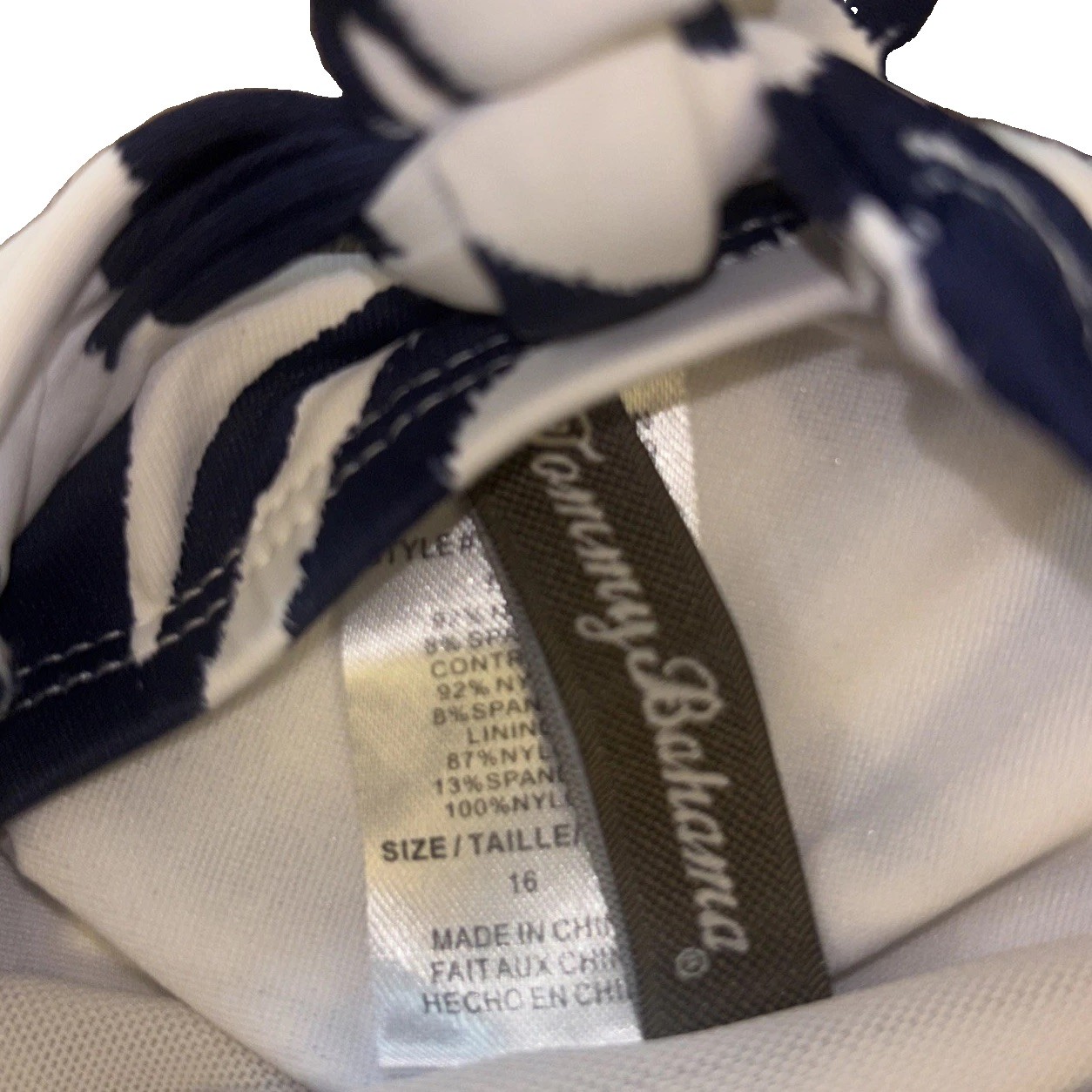 TOMMY BAHAMA ZEBRA BANDEAU STRAPLESS ONE PIECE SWIMSUIT WHITE SIZE 16 $147 Msrp