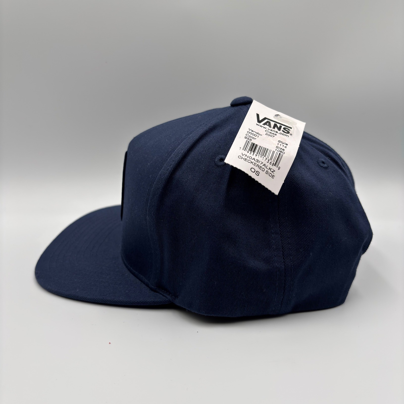 Vans Off The Wall Navy Blue Checkered Side Snapback Hat VN0A3I7ALKZ OS NEW