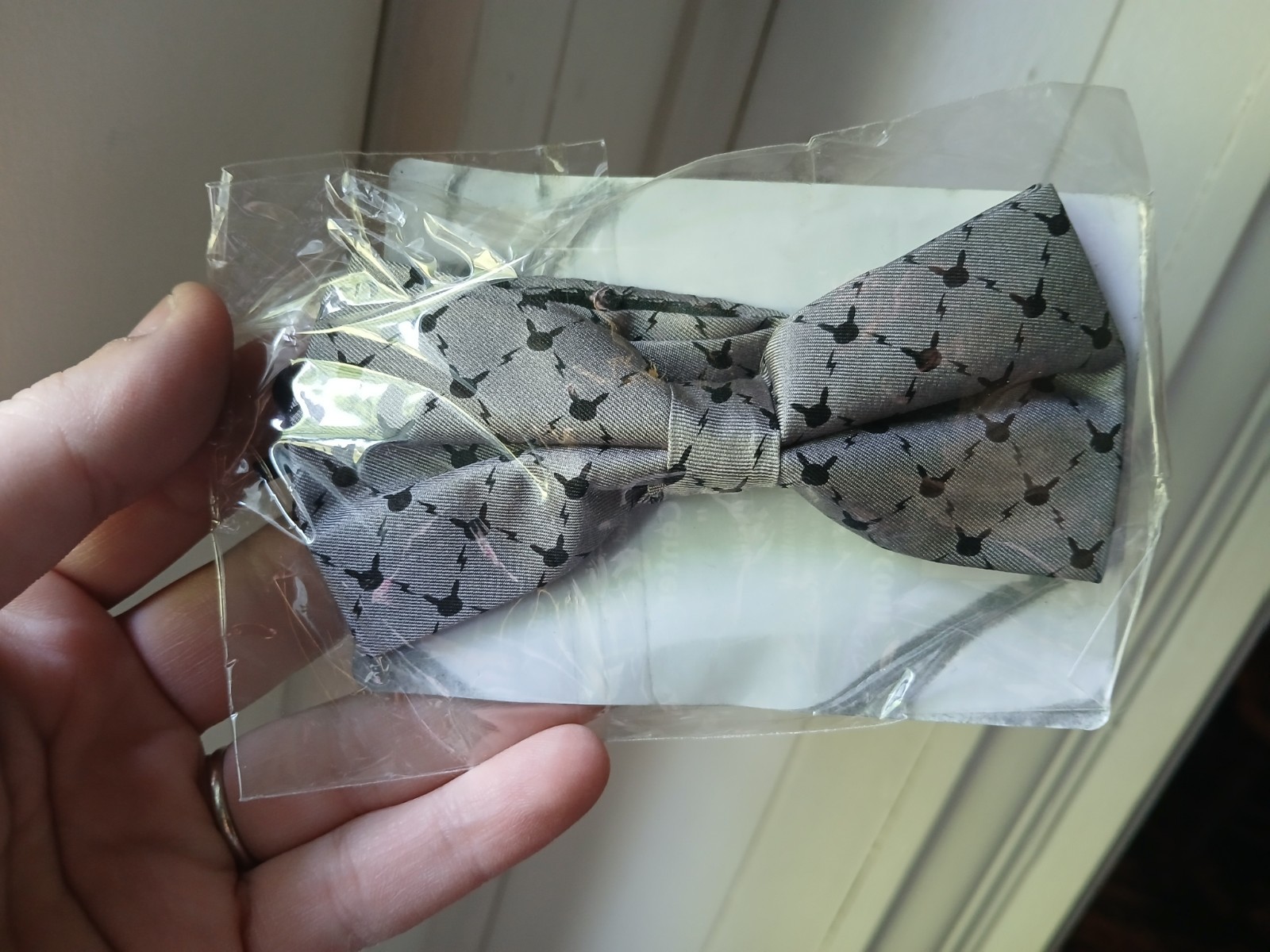Pikachu Pokemon Classics Adult Silhouette Gray Bowtie Brand New