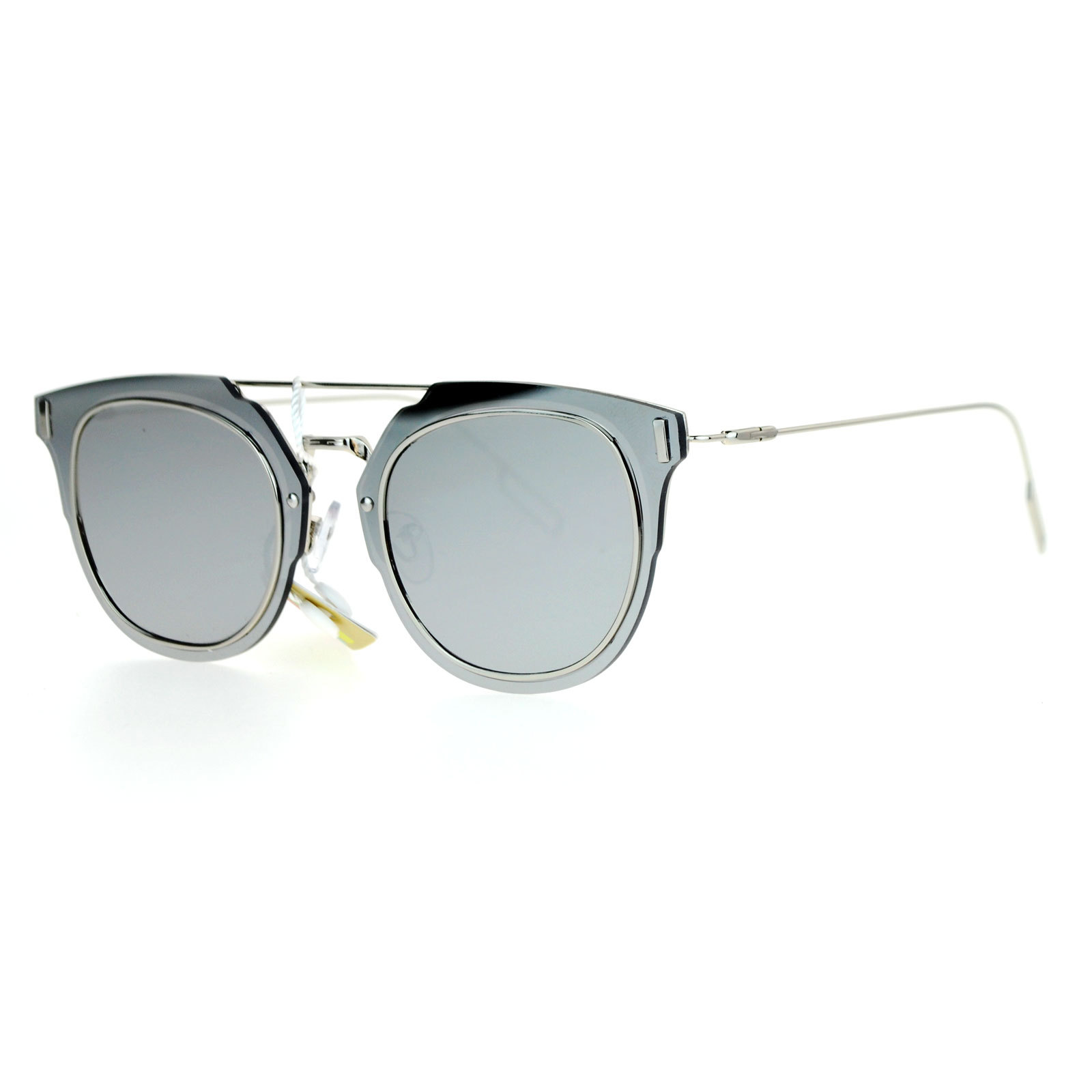 SA106 Trendy Full Flat Lens Rimless Hipster Horn Rim Color Mirror Sunglasses