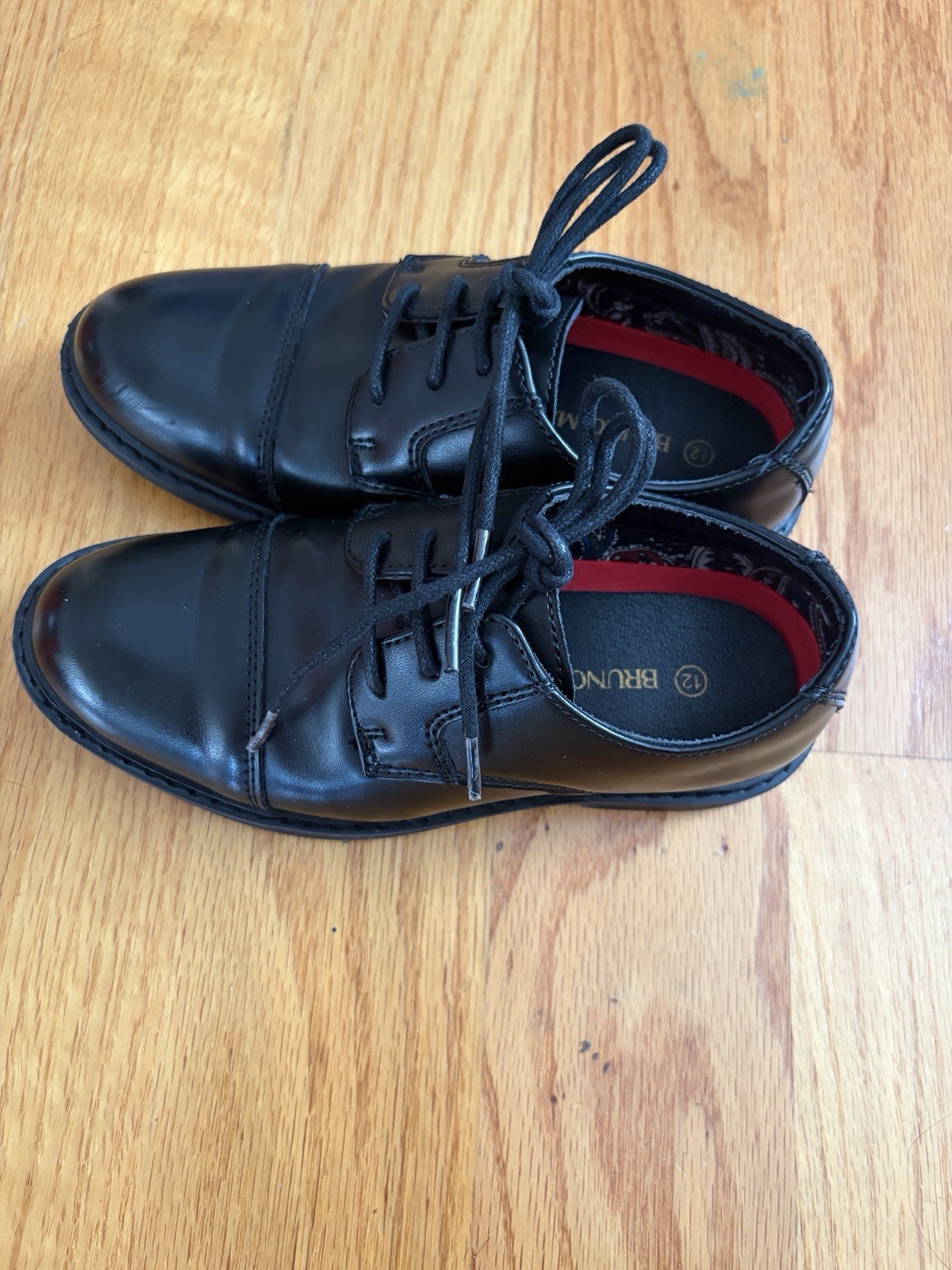 Bruno Marc Black Synthetic Leather Lace-Up Oxford Dress Shoes Little Kid US 12