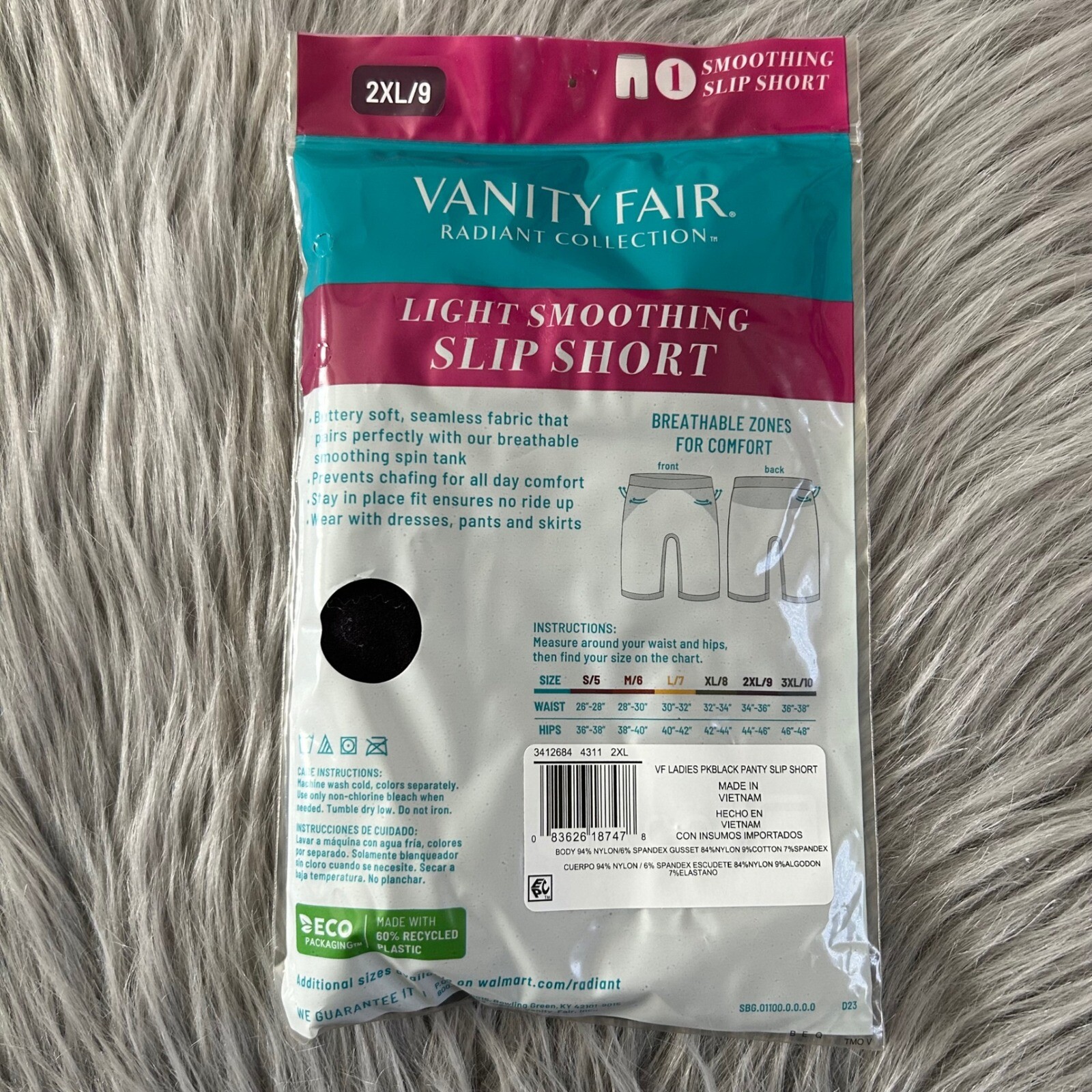 Vanity Fair Radiant Collection Light Smoothing Slip Short Womens Size 2XL/9