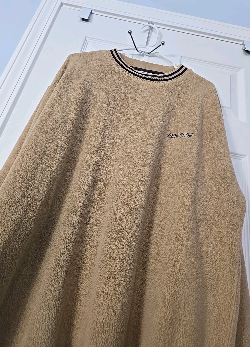 Speedo Mens Pullover Sharpa Fleece Size Large Camel Color With Blue Trim