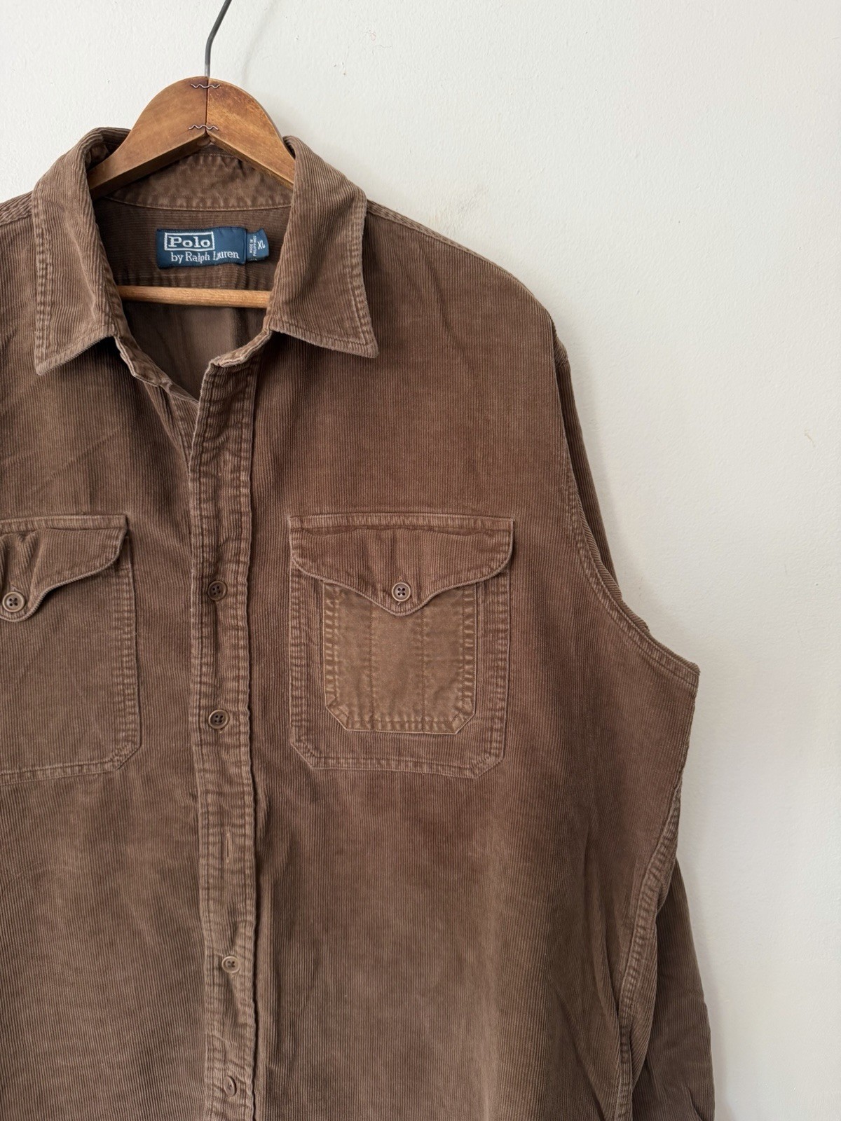 Polo Ralph Lauren Corduroy Elbow Patches Button Up Shirt Brown XL
