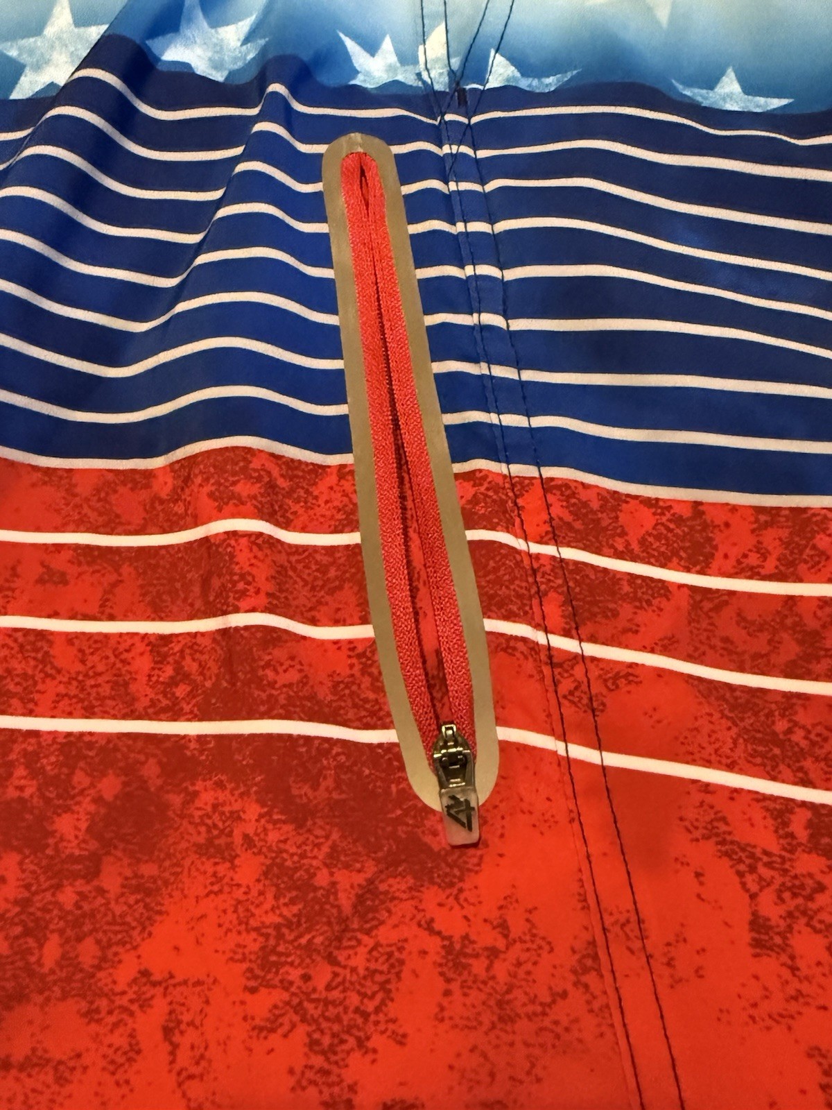 ZeroXposur Men’s Board Shorts Red Blue White Stars & Stripes Drawstring L