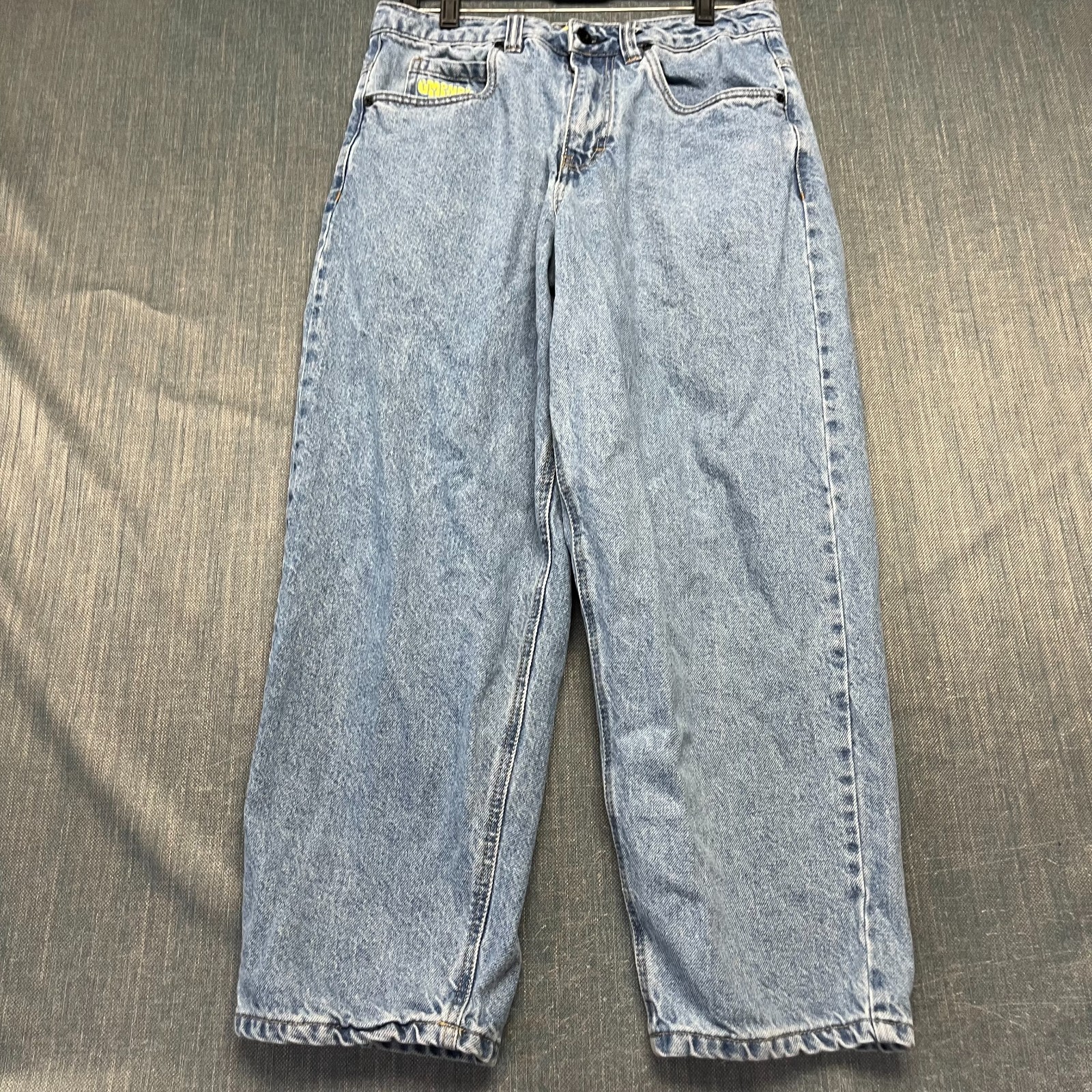 Empyre Men’s Baggy Jeans Size 28 Blue Light Wash Y2K Skater Streetwear Denim