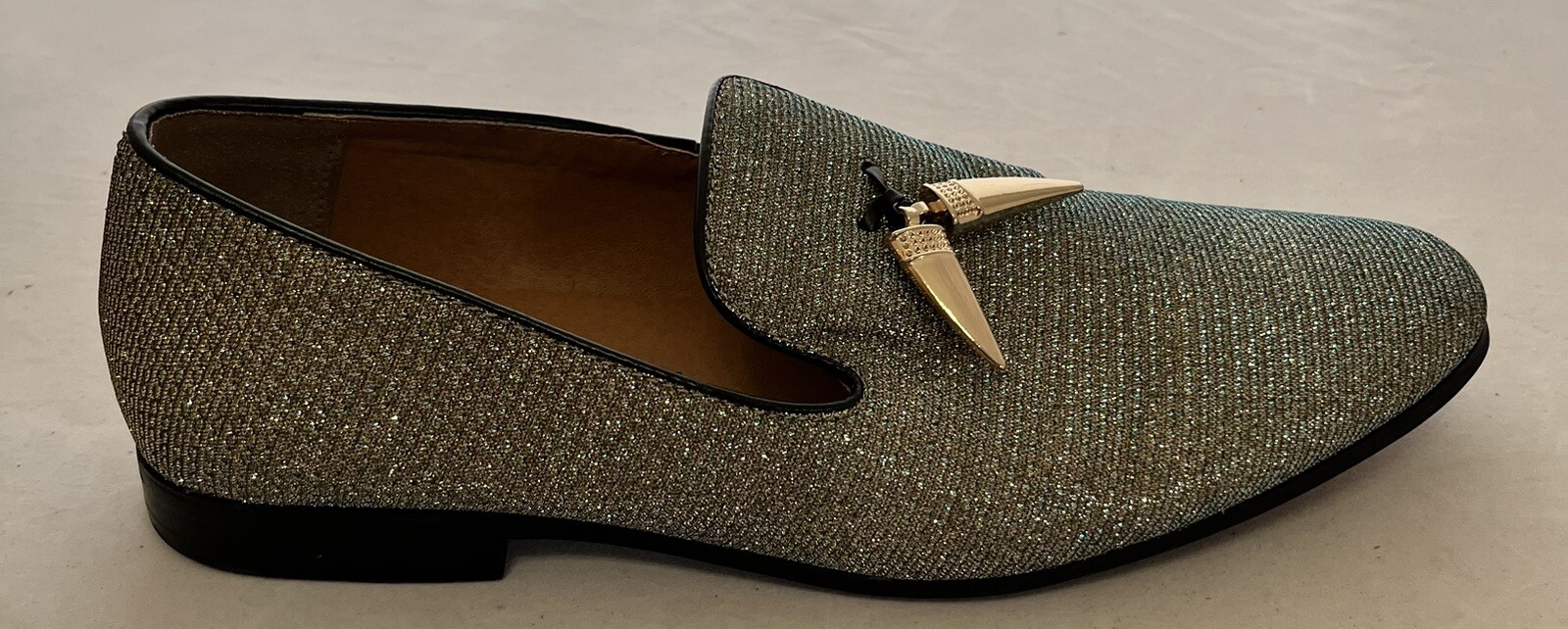 Giorgio Brutini Glitter Tassel Loafers 8.5D Red Sole Metallic Mesh Slip-On