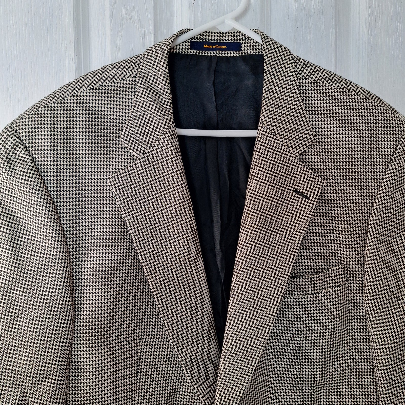 Blazer 46R Sport Coat Jacket 52% Silk 48% Wool Hounds-Tooth Academia Classic