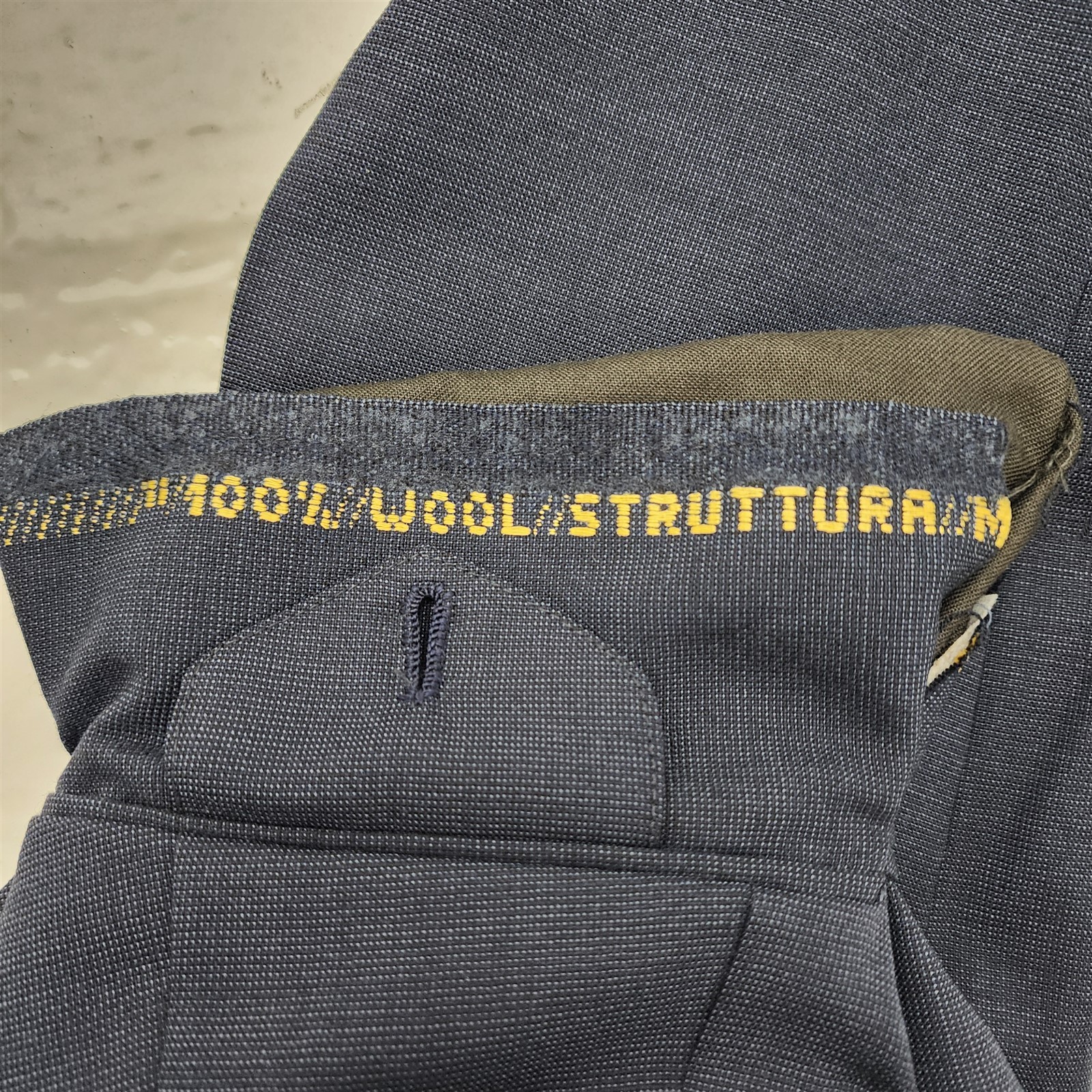 Bespoke Angelico 42L 32×30 Dark Blue Nailhead Super 100’s Wool 3Btn Mens Suit