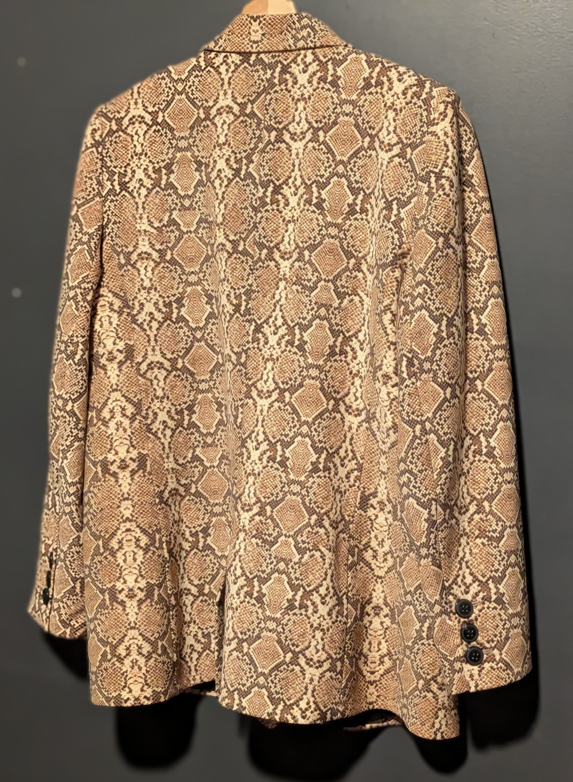 Anine Bing Madeleine Python Print Oversized Double Breasted Blazer Size L – NWOT