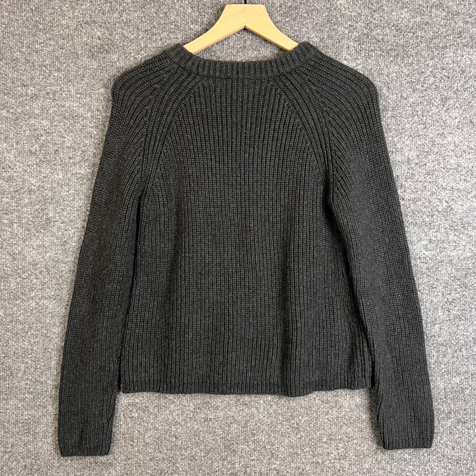 Quince Shaker Stitch Sweater Womens M Gray Excellent Organic Cotton Raglan Crew