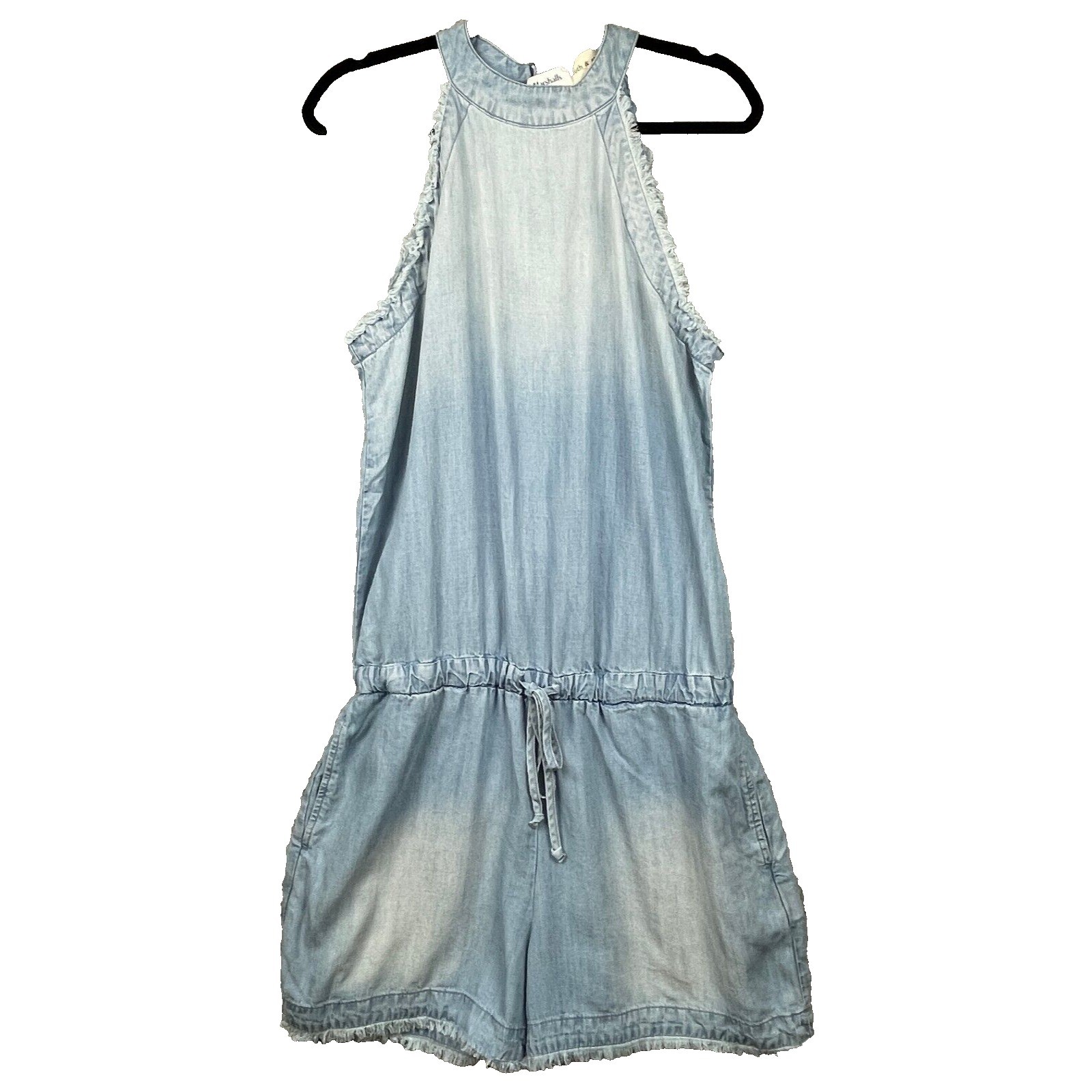 Anthropologie Romper By Cloth & Stone Sz L Large Laguna Blue Chambray Beachy NWT