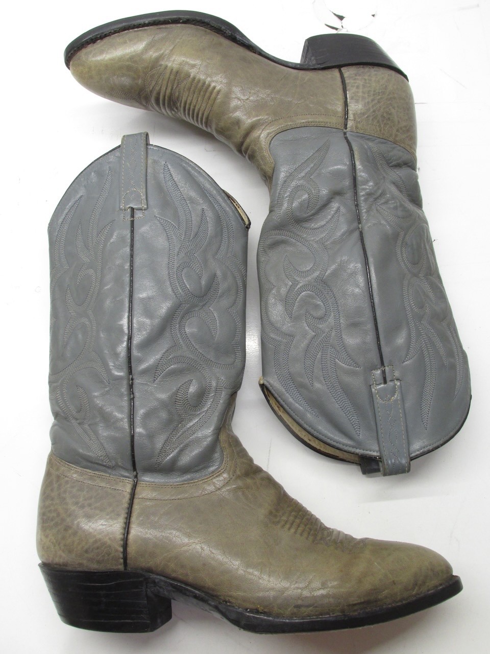 J. Chisholm USA Bench Made Sage/Gray Shrunken Bullhide Western Boots 10.5 DD25