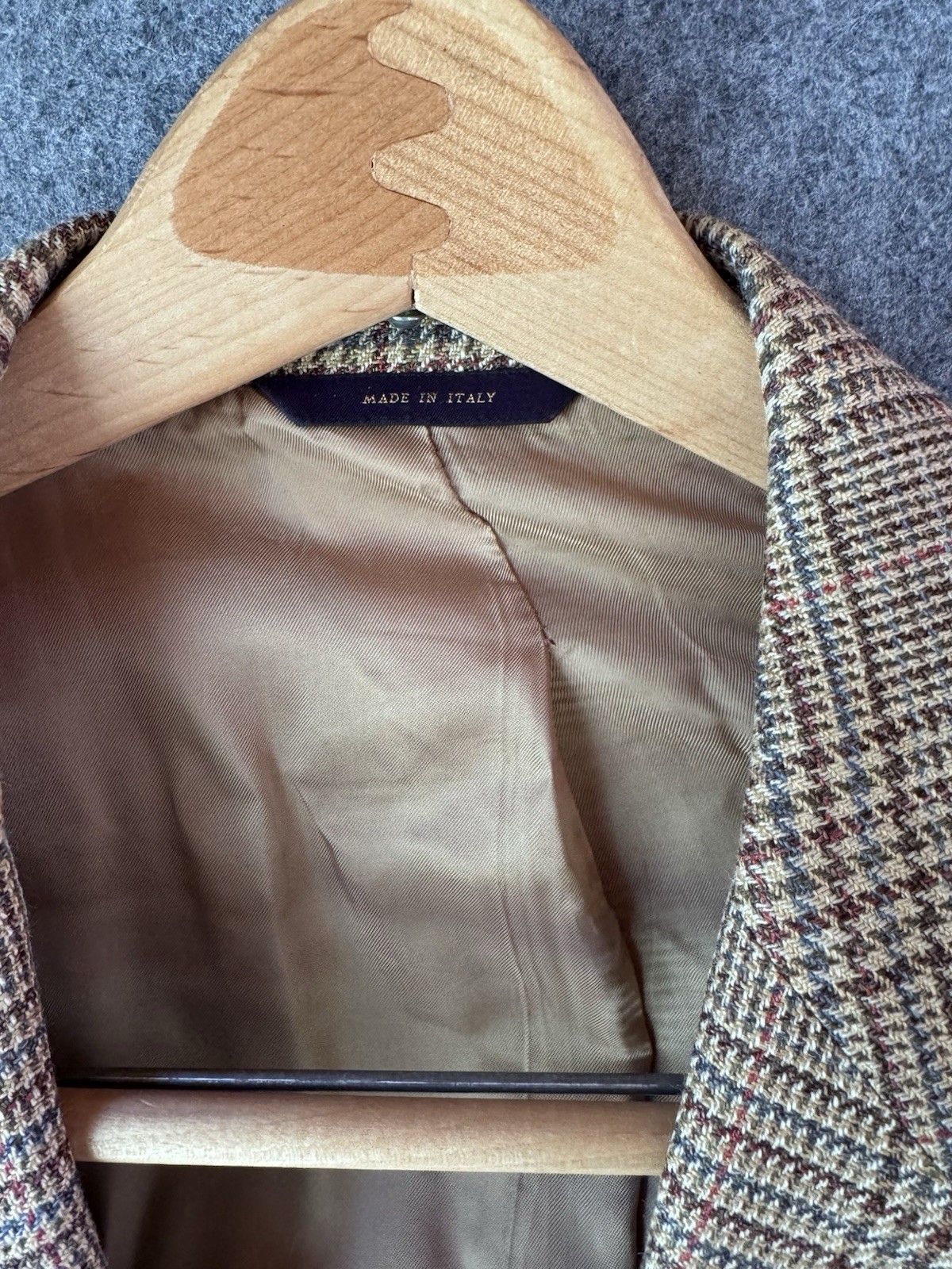 Brooks Brothers Men’s Brown Plaid Tweed Silk Linen Wool Sport Coat 44 Made Italy