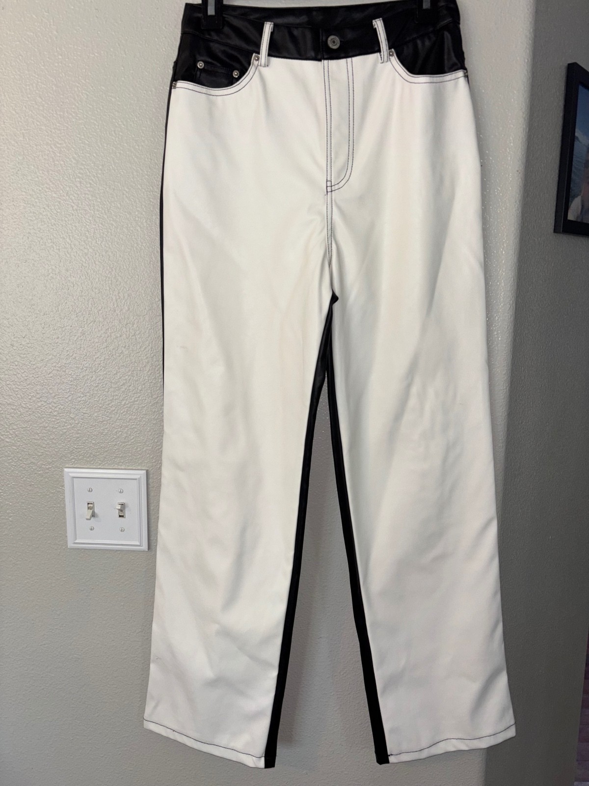 PaperMoon Two Tone Faux Leather Colorblock Pants M
