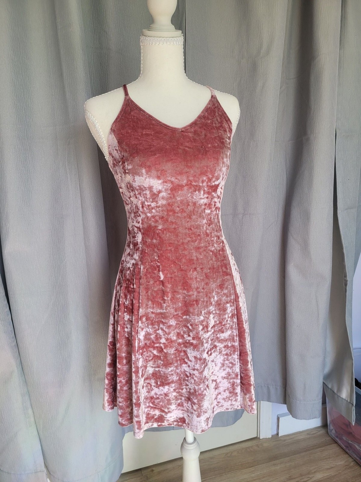 pink velvet dress