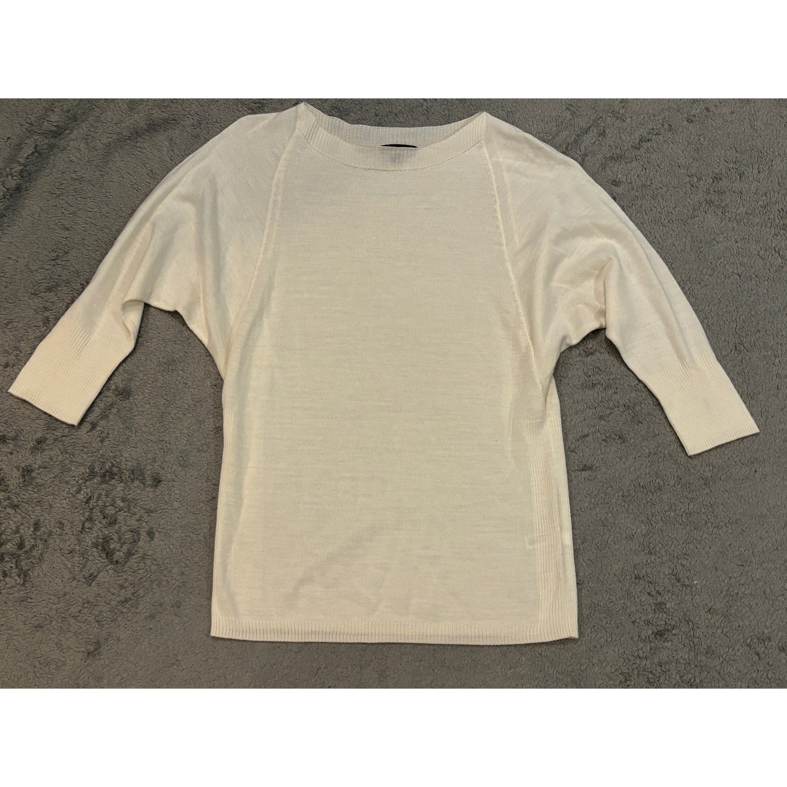The Limited Womens Small Ivory Wool Blend Batwing Dolman Sleeve Knit Sweater Top
