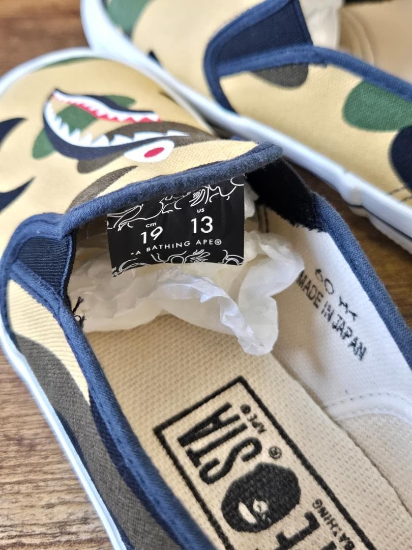 BAPE STA ABC Camo Shark Slip On Kids Shoes Size 19cm US 13C A Bathing Ape Great