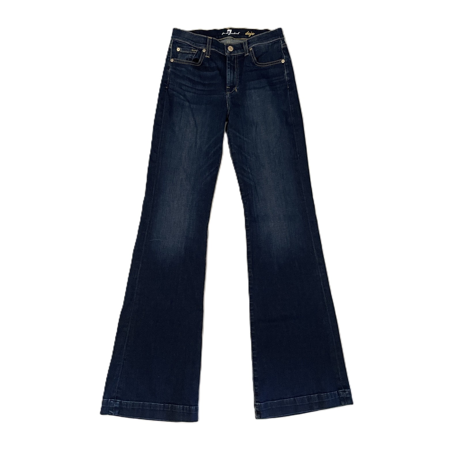 Seven For All Mankind Dojo Jeans Women’s Sz 28 /34 L Flare Leg Dark Wash Stretch