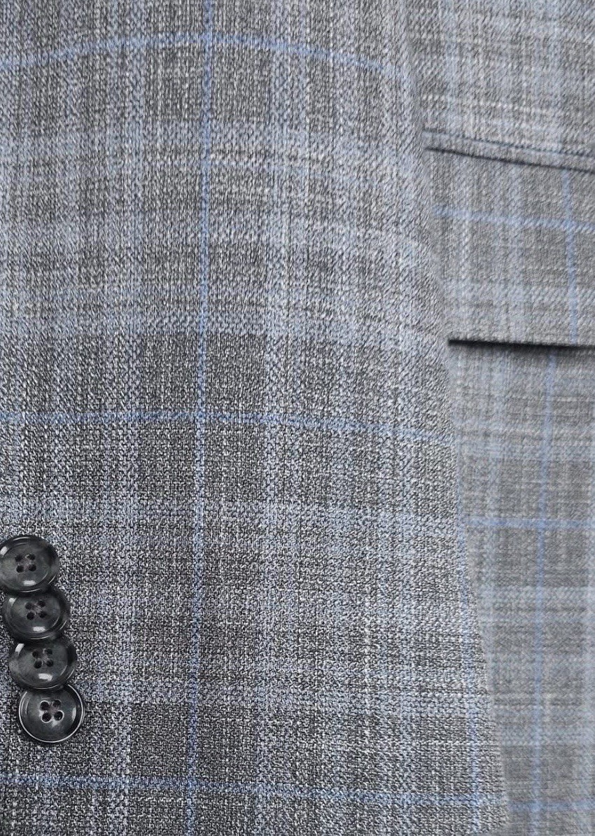 Tommy Hilfiger Modern fit Sport Coat Blazer 38R Light Grey Blue Plaid New NWT