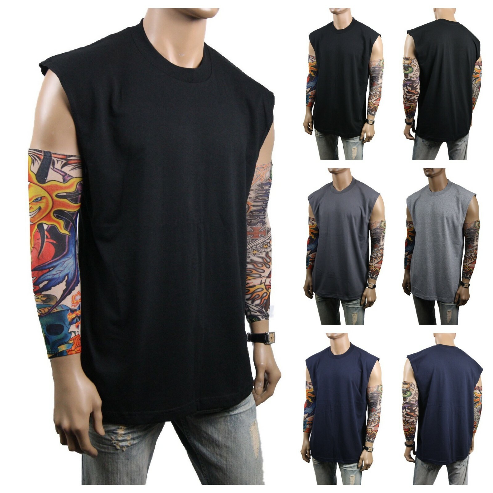 Mens HEAVY WEIGHT Crew neck Sleeveless Shirt Muscle Tank Fitness Gym Big & Tall