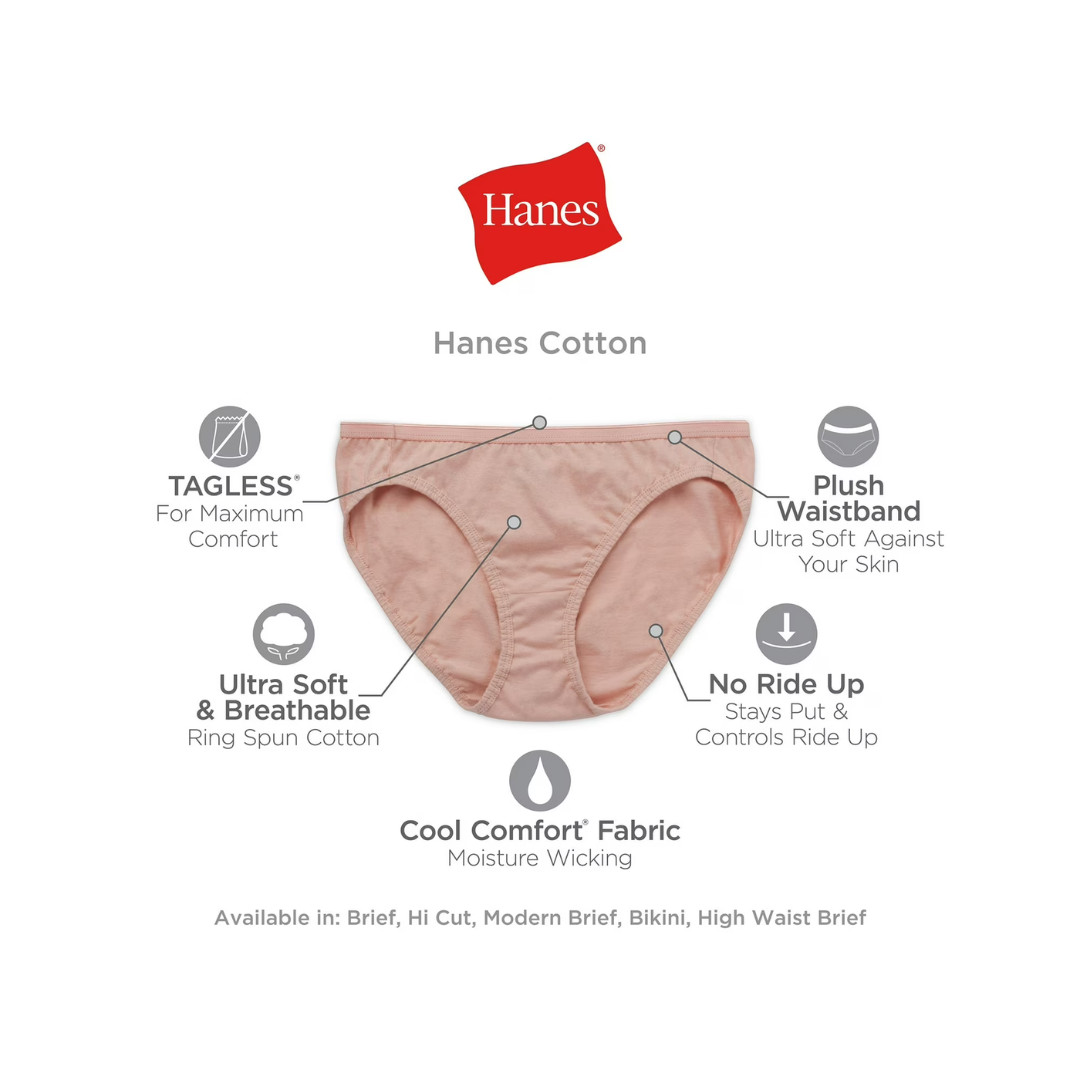 Hanes Womens 20-Pack Cotton Briefs Lady Underwear Panties Assorted Colors Prints
