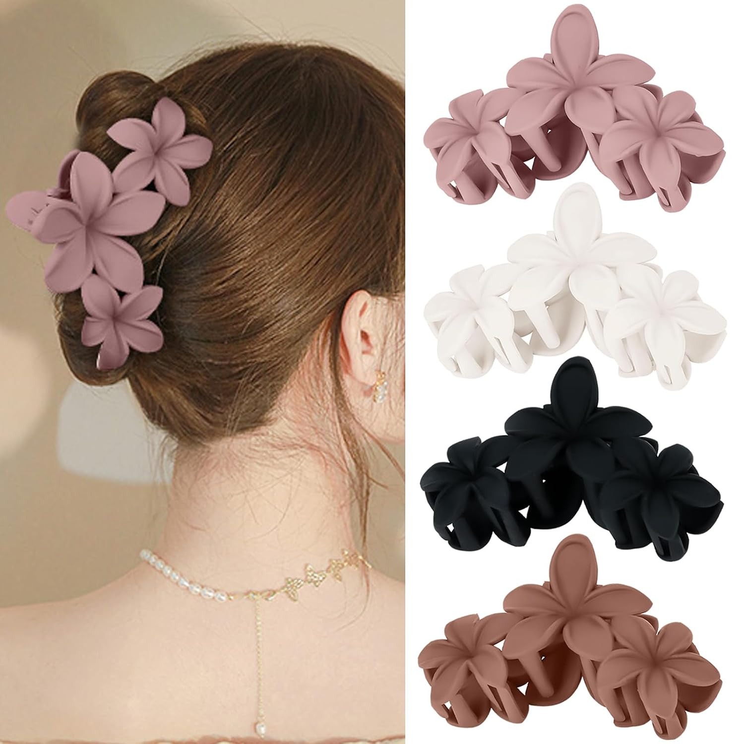 4 Pcs Large Matte Non-Slip Claw Hair Clips for Thick Hair – Strong Hold Jaw Clip