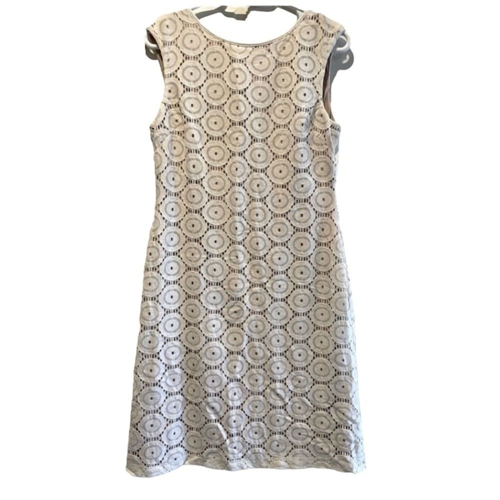 Jessica Howard Lace Sleeveless Midi Shift Dress Cream and White Size 10