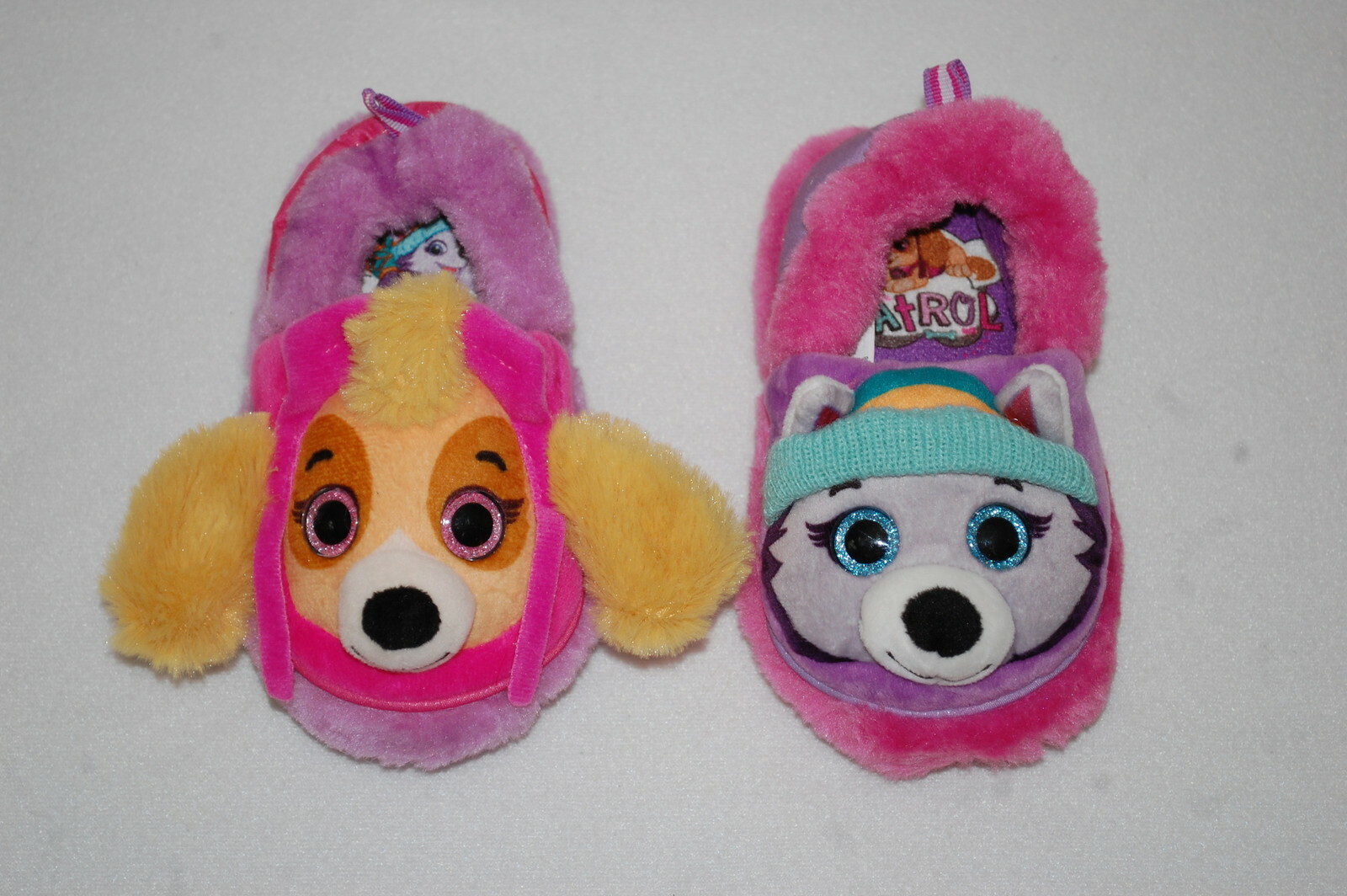 Toddler Girls SKYE & EVEREST Plush Paw Patrol Slippers SIZE 5-6 7-8 9-10 11-12