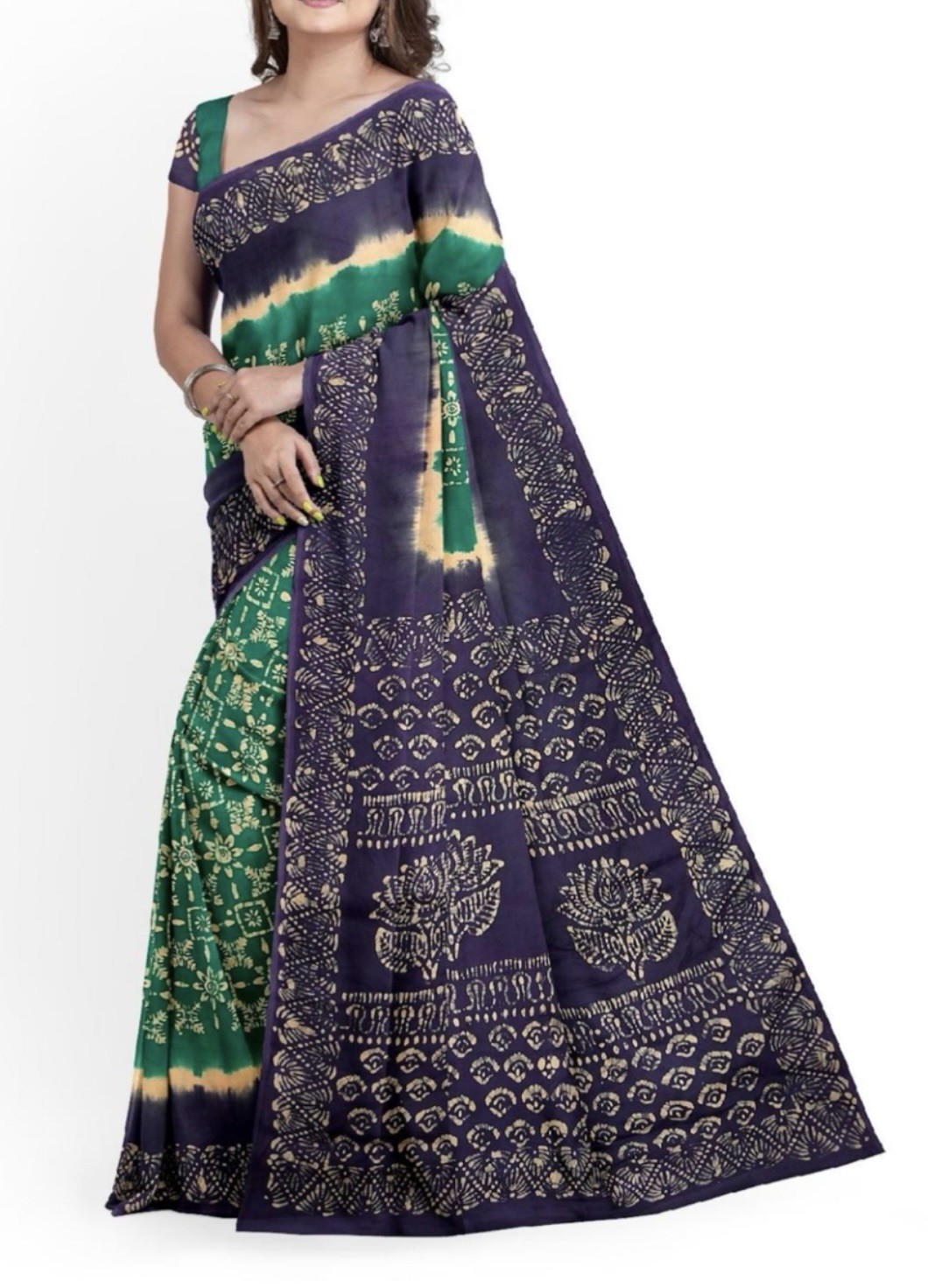 NEW 🆕, Cotton BATIK SAREE. ( Item#L3834 ) including blouse piece. Only $33