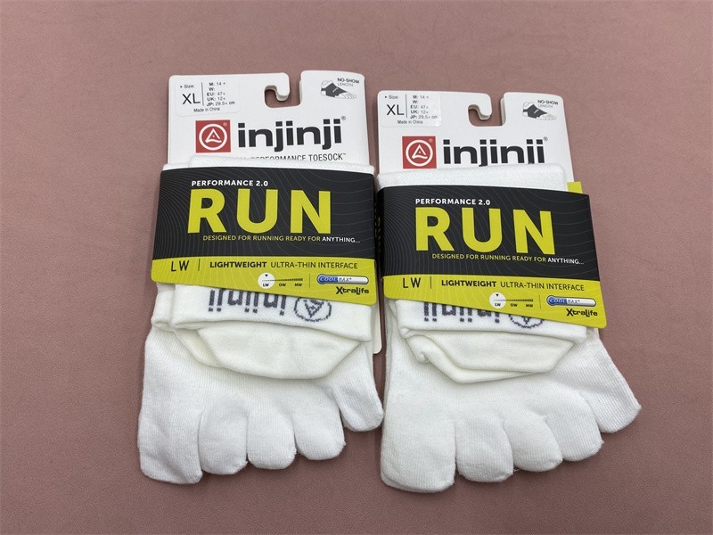 2 Pairs Men Injinji RUN Performance White Thin No Show Toe Socks Size XL