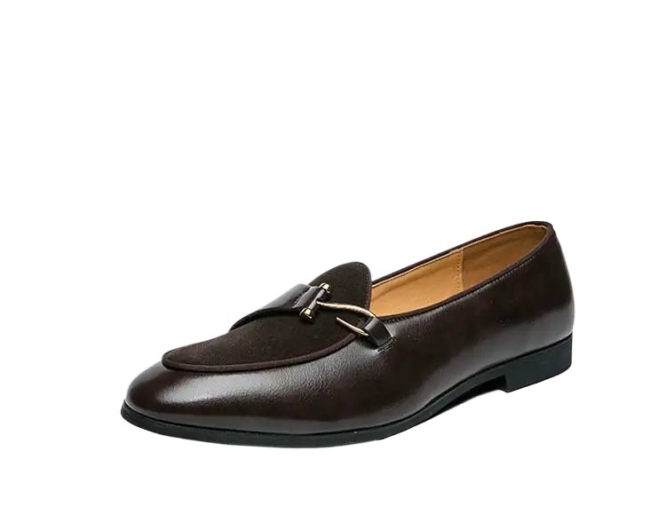 Men’s Slip on Velvet Leather Splicing Shoes Flats Oxfords Hook Driving Fashion