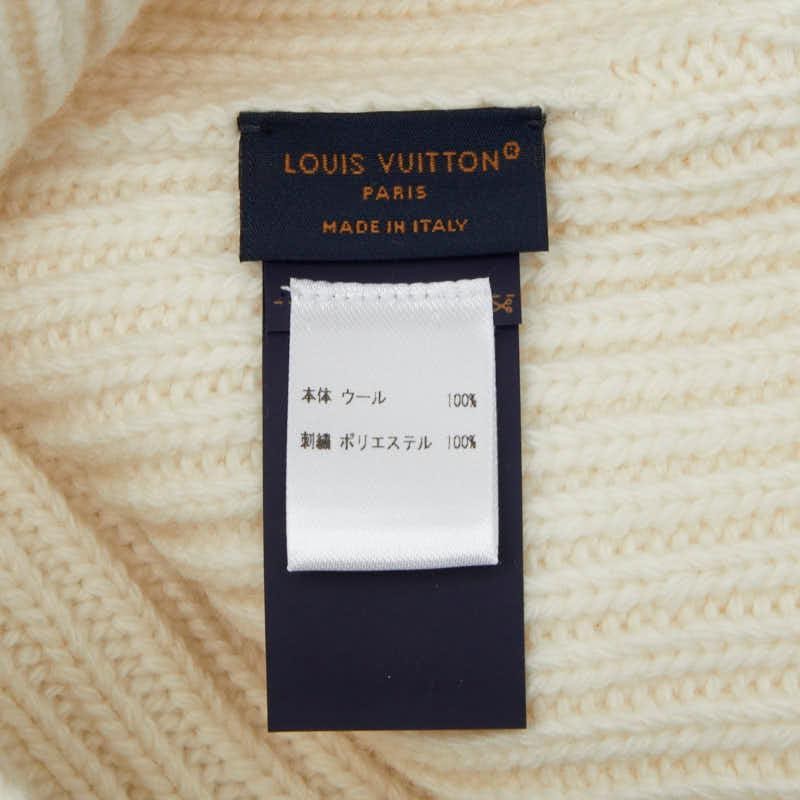 Louis Vuitton LV Headline Knit Cap Beanie Size S M77873 White Wool Used