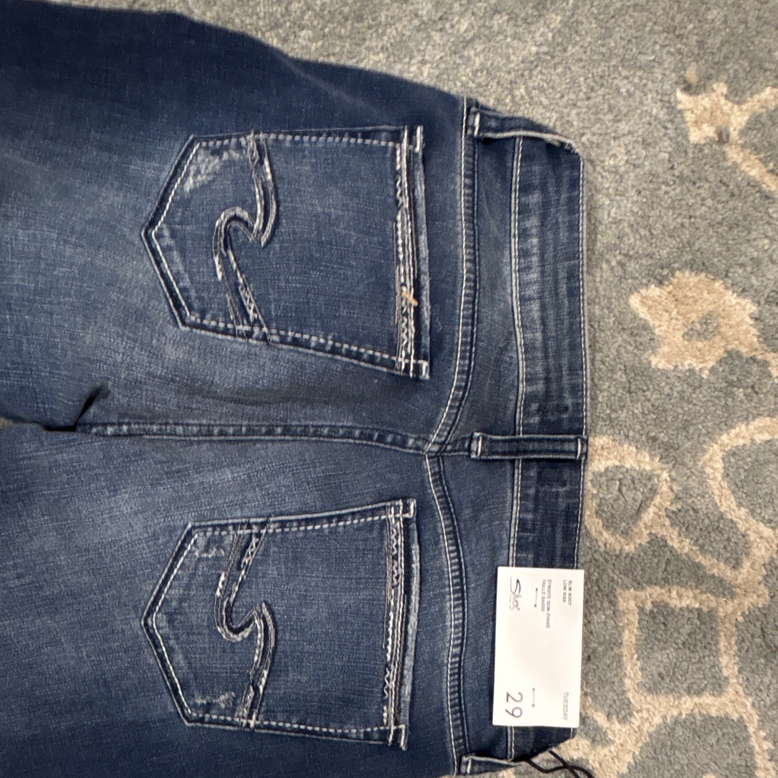 Silver Tuesday Jeans Bootcut Jeans Slim Fit Mid Rise Blue Denim Dark Wash