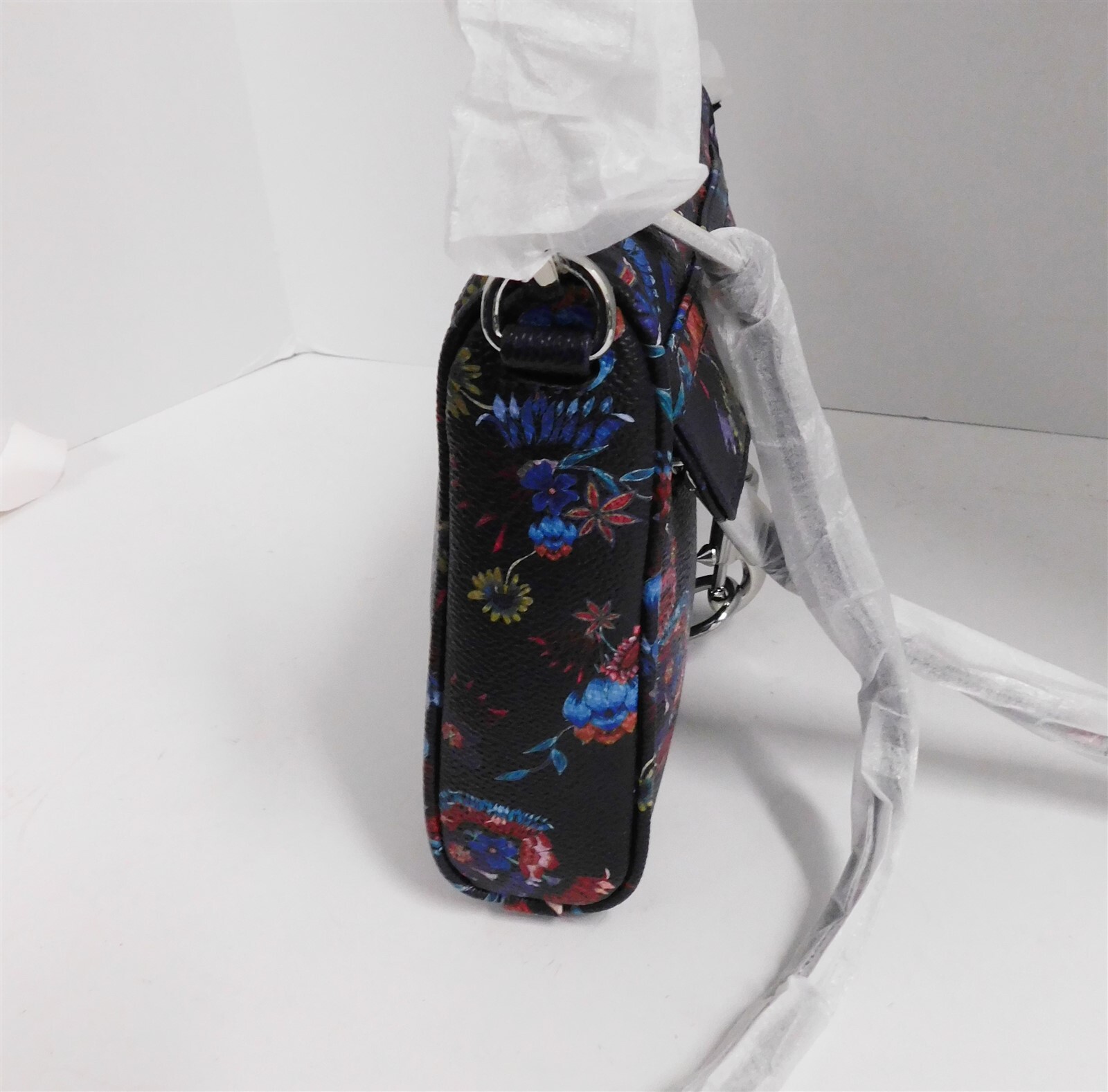 New Rebecca Minkoff Mini Mac Blue Floral Leather Crossbody Bag