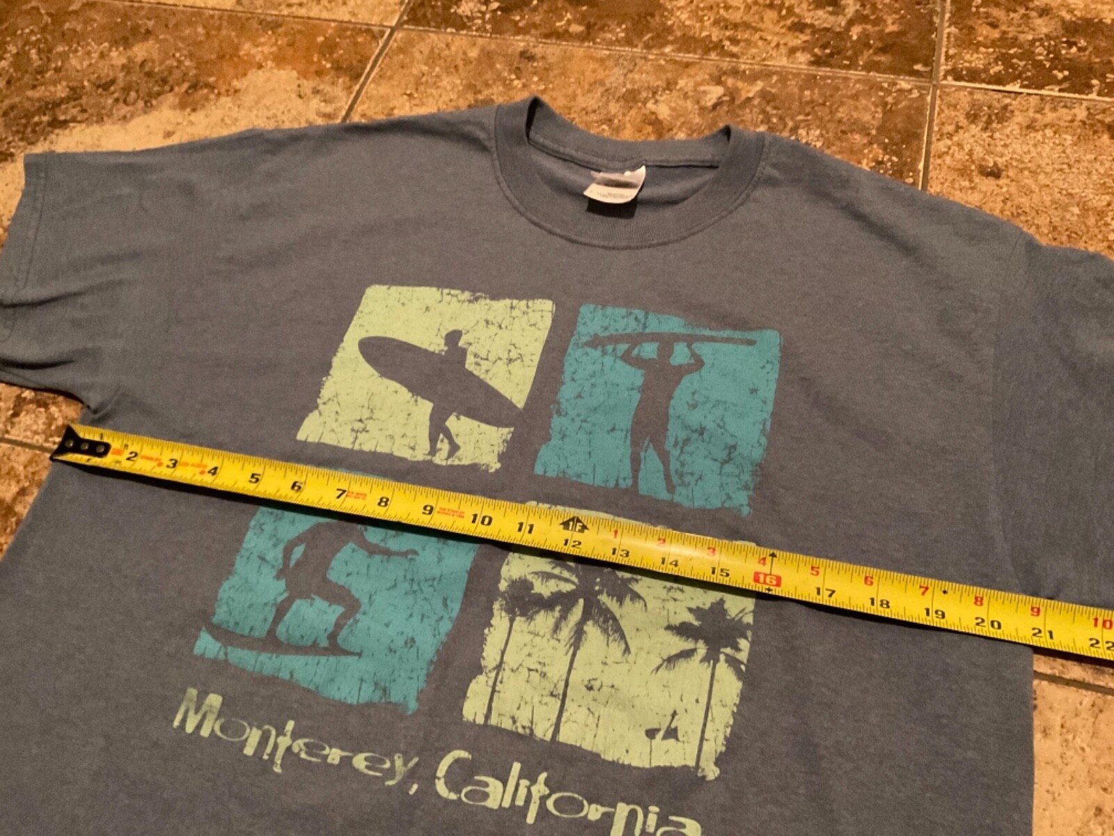 MONTEREY CALIFORNIA GRAPHIC T-SHIRT ( MENS LARGE ) BLUE TONE PREOWNED