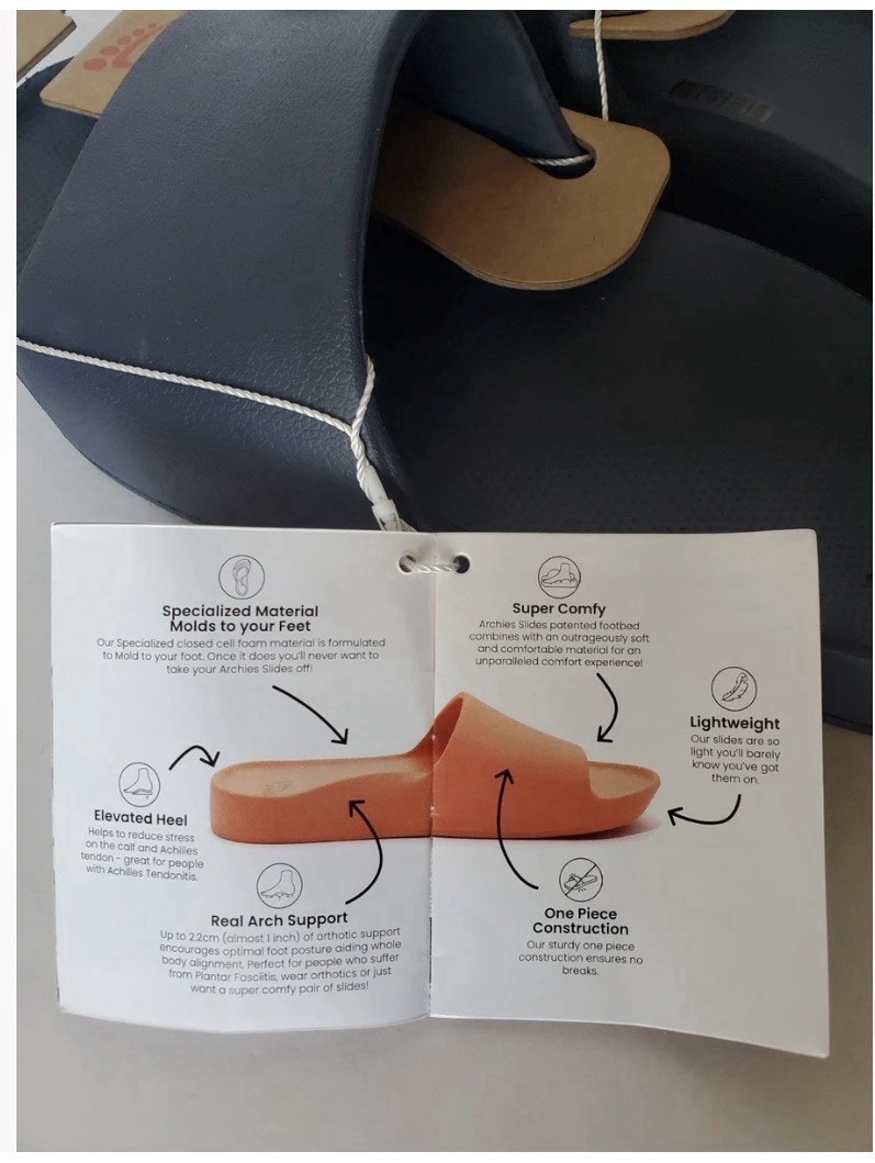 Archies Arch Support Slide Sandals Unisex Navy Blue Men’s Size 9 Women’s Size 10